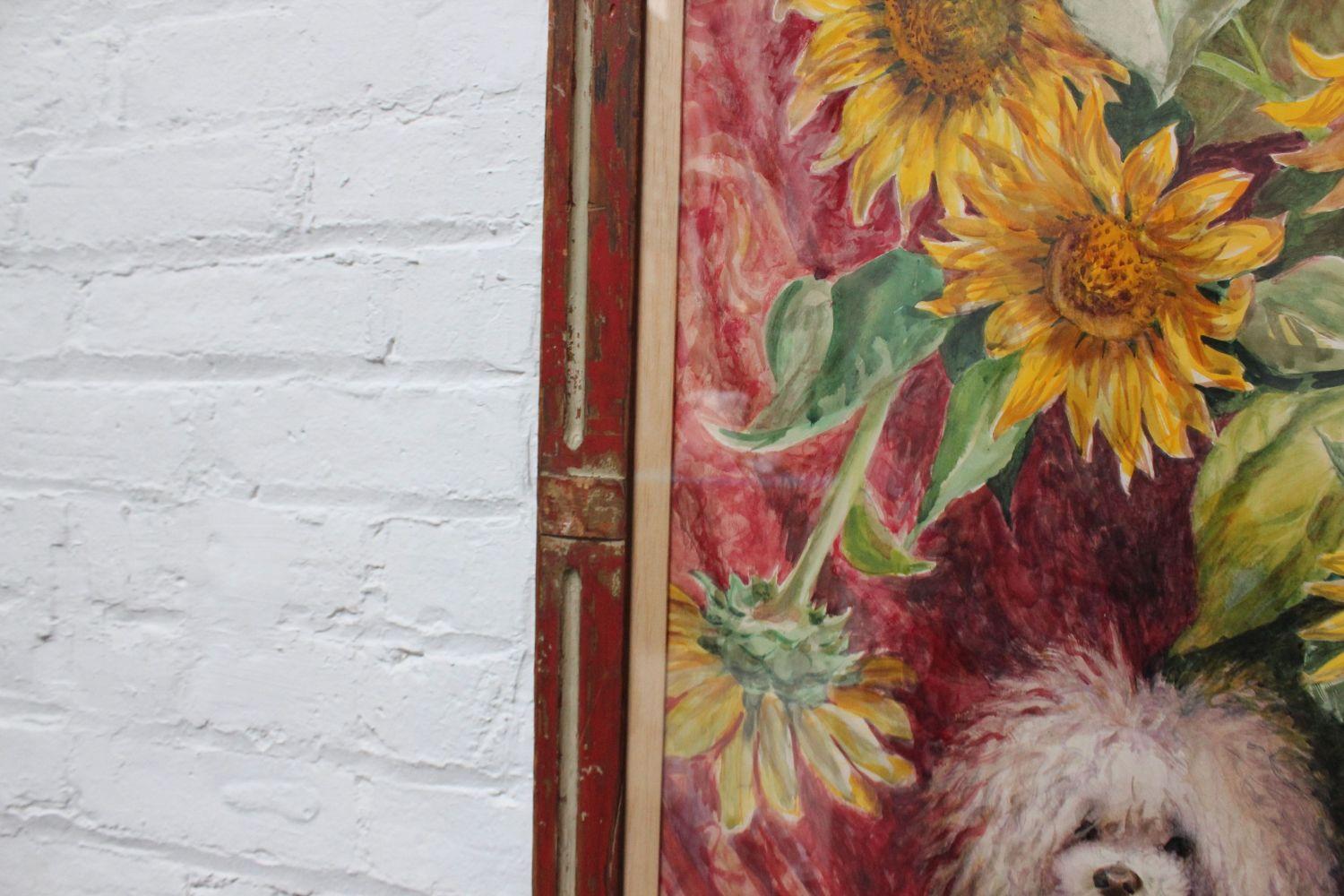 Parker Elwood Panttila „Poodle with Sunflowers“ Acryl-Porträt Stillleben im Angebot 7