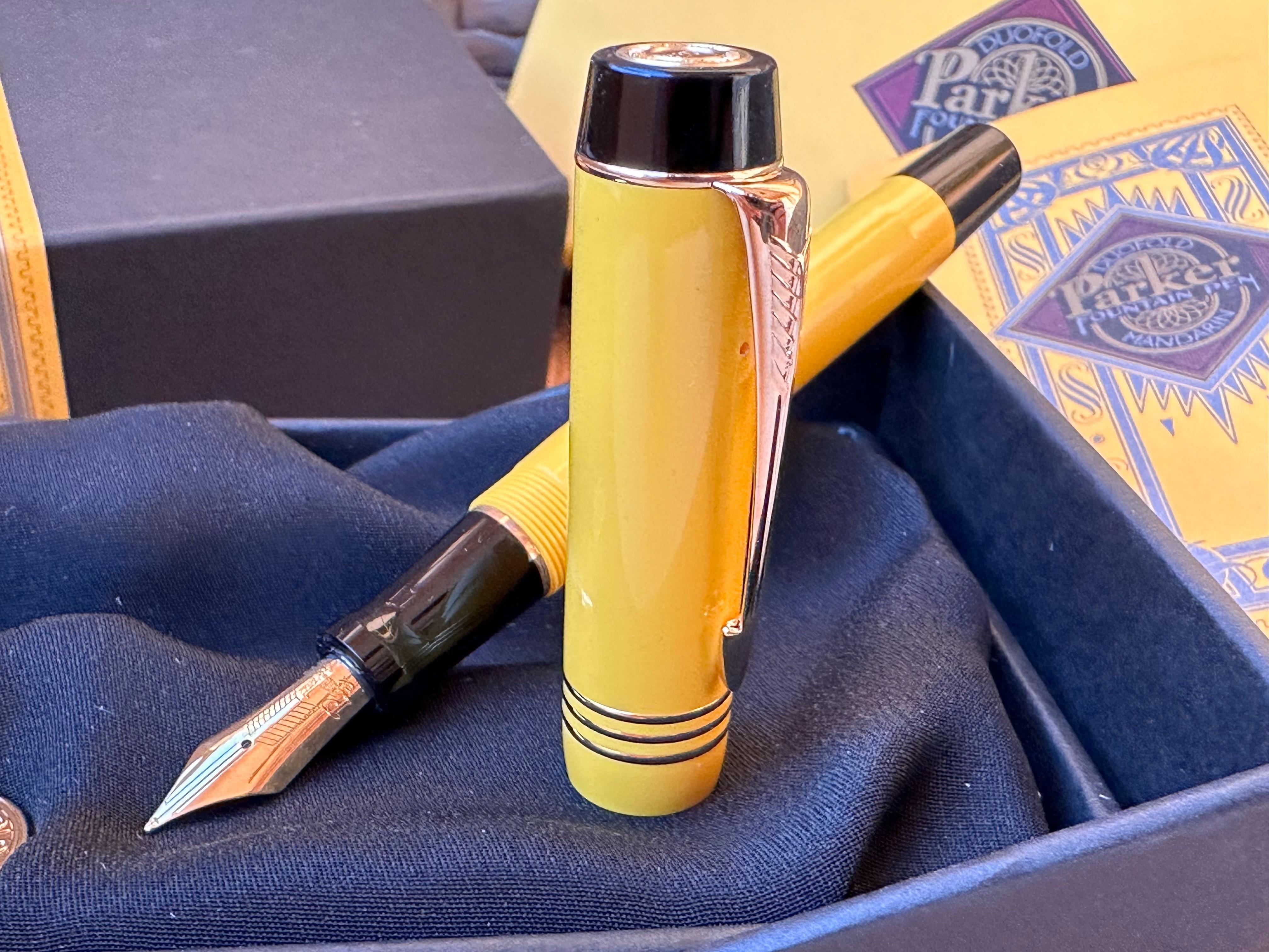 PARKER Füllfederhalter Duofold Mandarin Gelb 1995 Limited #8251 18K in Box 3