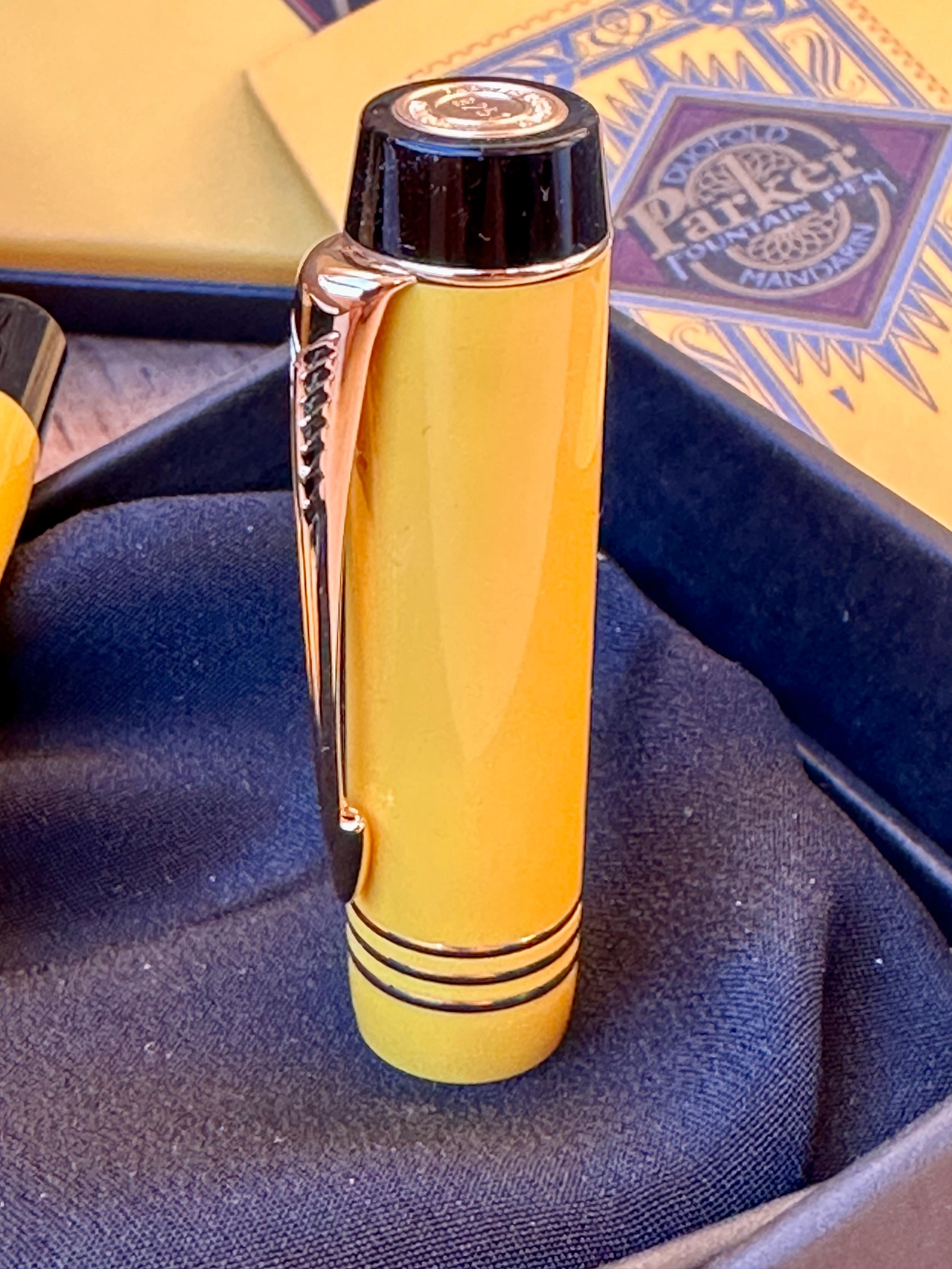 PARKER Füllfederhalter Duofold Mandarin Gelb 1995 Limited #8251 18K in Box 5