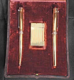 Parker Gold Ruby Rollerball Fountain Pen Lighter Set