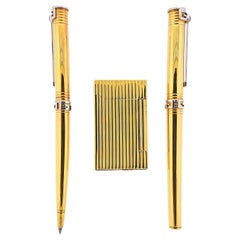 Used Parker Gold Ruby Rollerball Fountain Pen Lighter Set