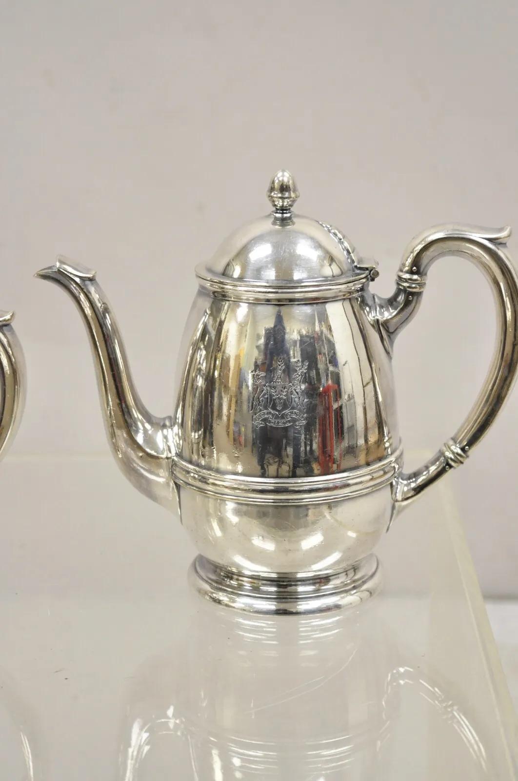 Parker House 1927 Gorham Silver Soldered Silver Plated Coffee Tea Pot 2 Pc Set 3