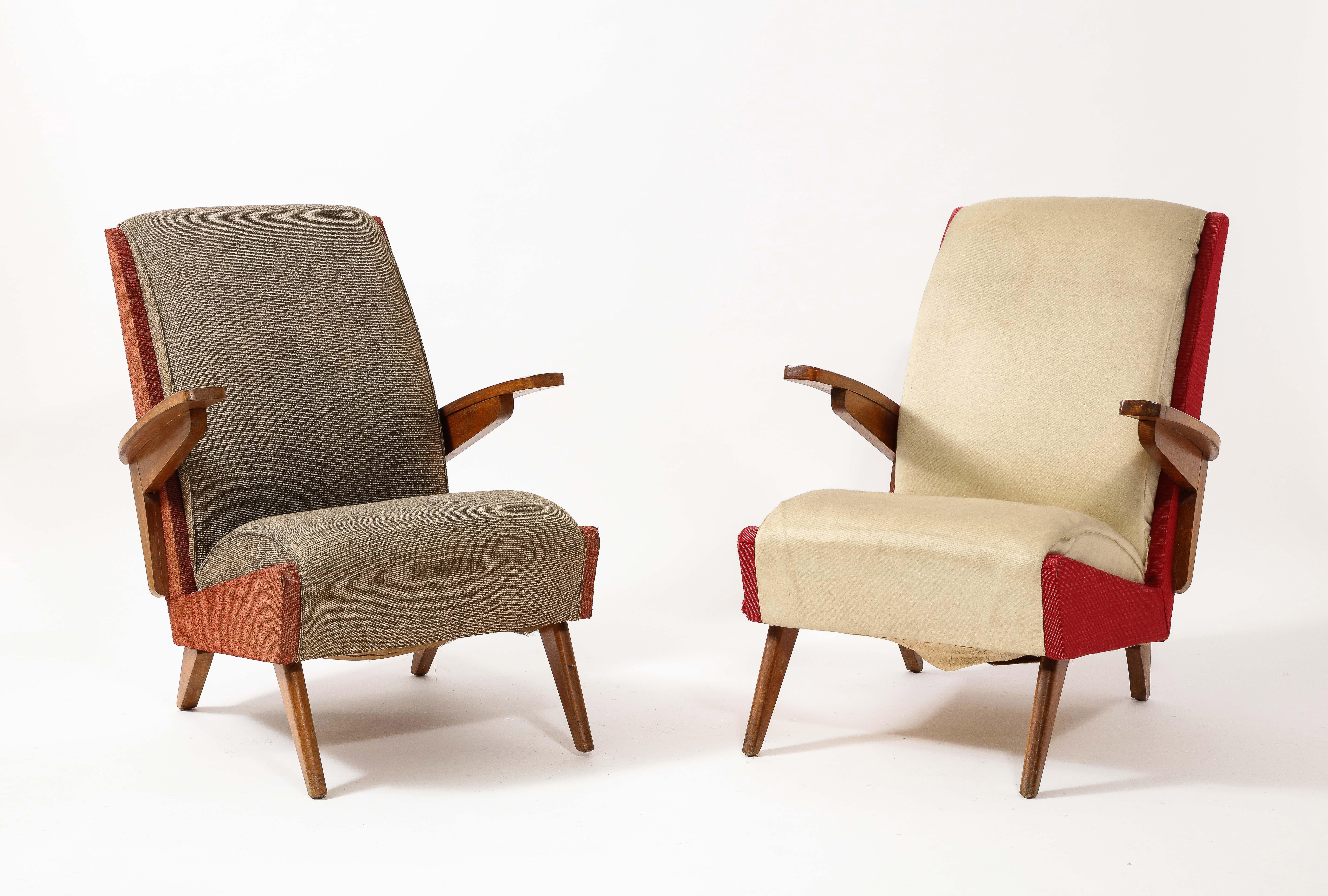 French Parker Knoll Armchairs, France 1950 For Sale