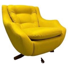 Vintage Parker Knoll Lounge Chair Swivel Yellow