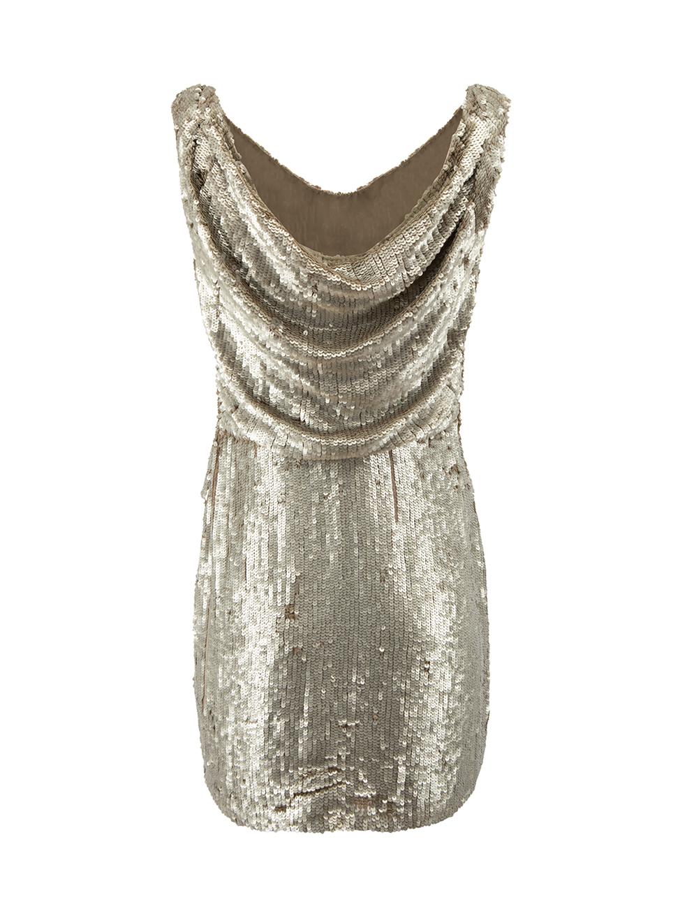 Parker Metallic Sequinned Drape Mini Dress Size S In Excellent Condition In London, GB