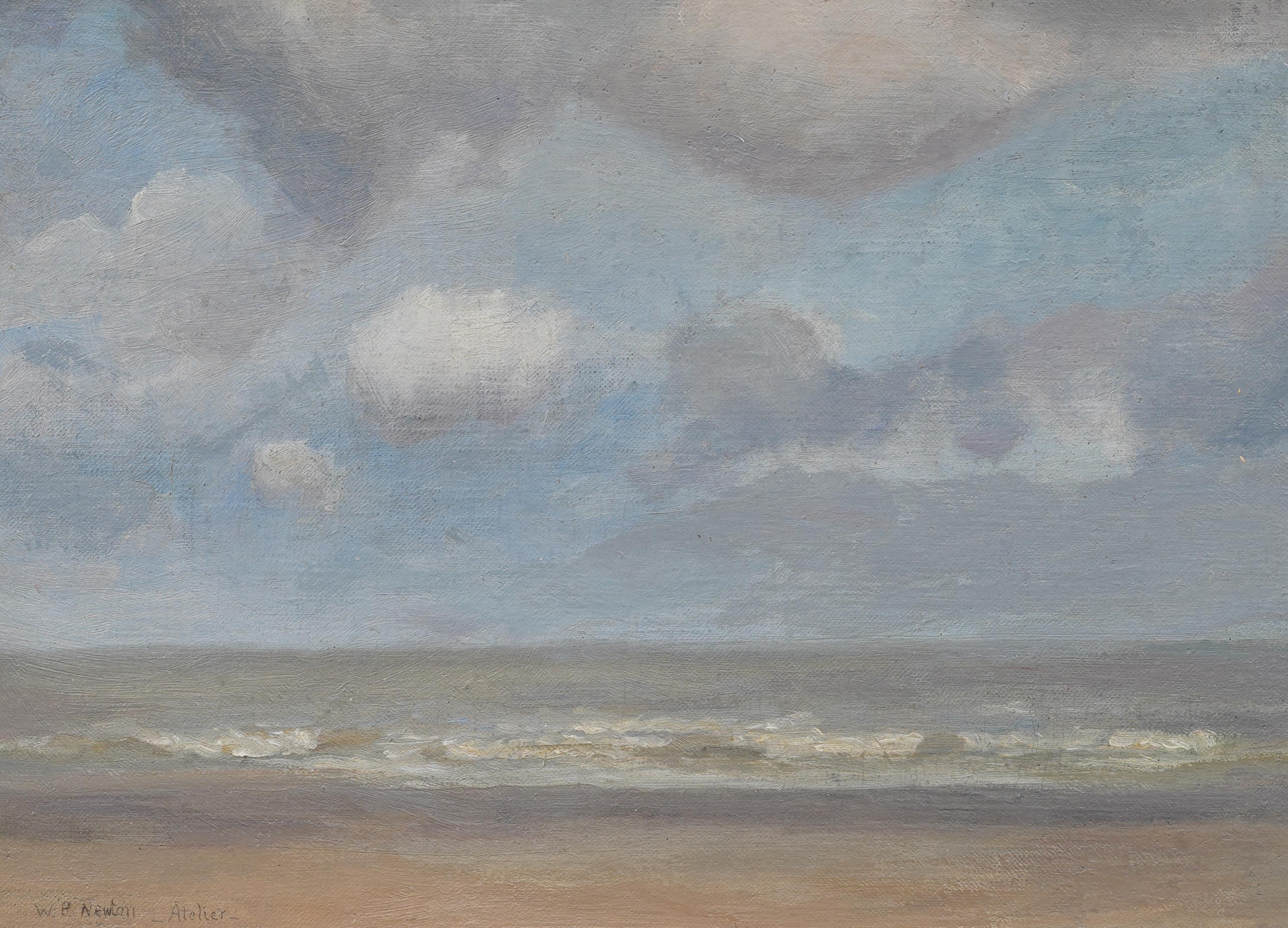 Antique American 19th Century Coastal Beach Scene Signed Framed Oil Painting 1