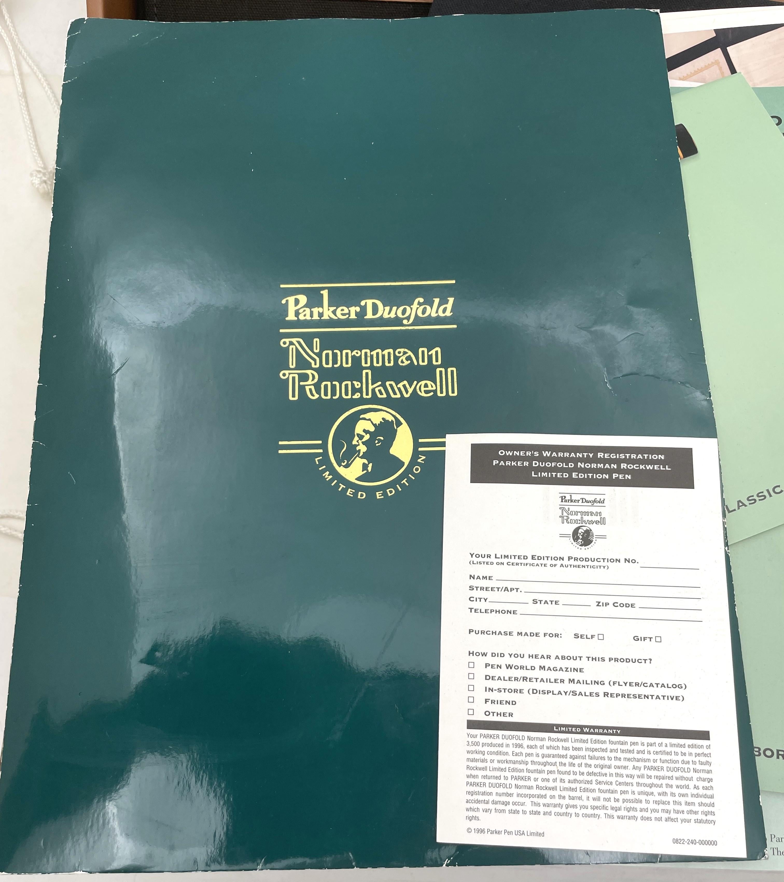 Parker Stylo Plume Edition Limitée Norman Rockwell avec Documents et Gravures Rares en vente 13