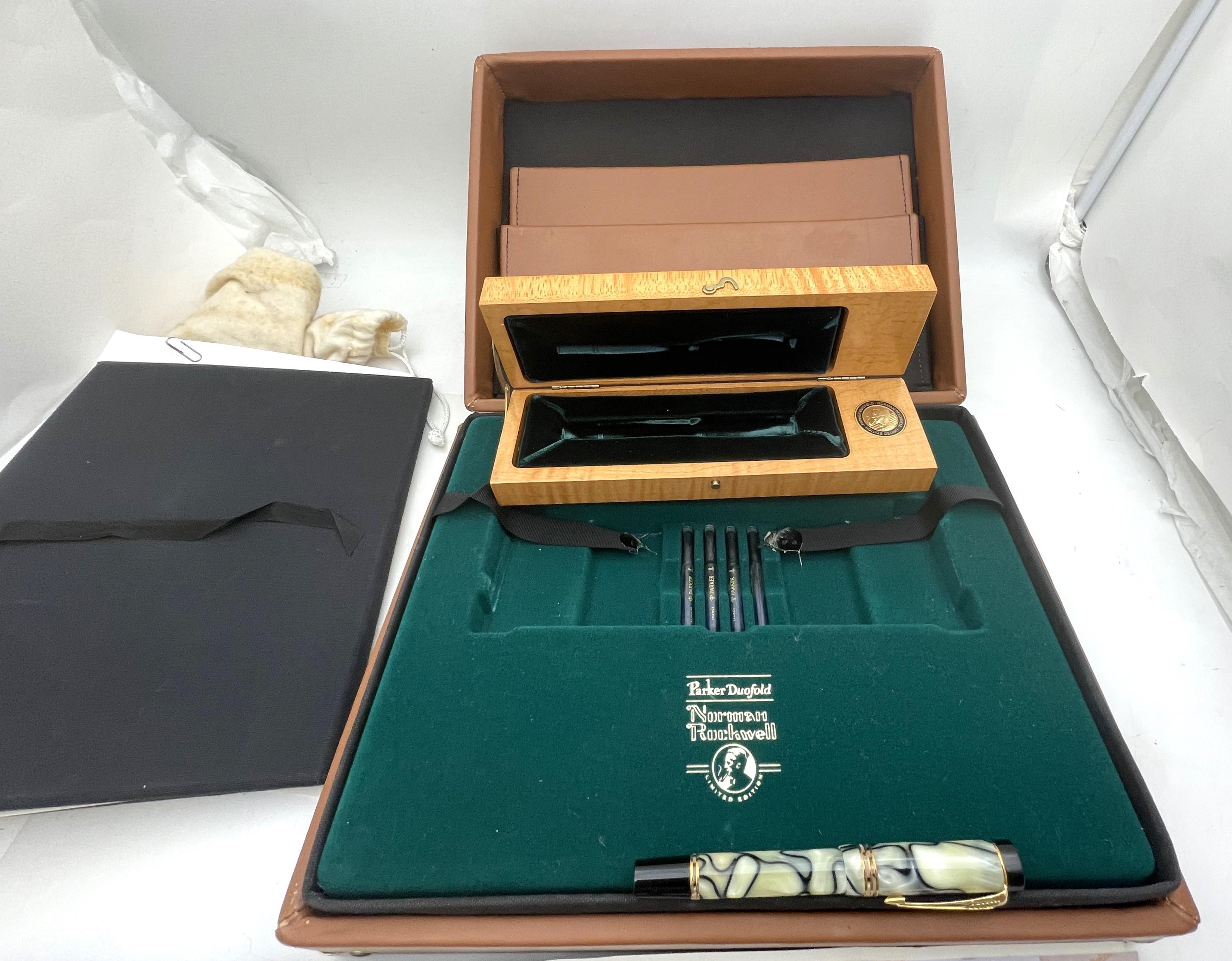 Parker Norman Rockwell Limited Edition Fountain Pen w/ Rare Documents & Prints In Good Condition For Sale In New York, NY