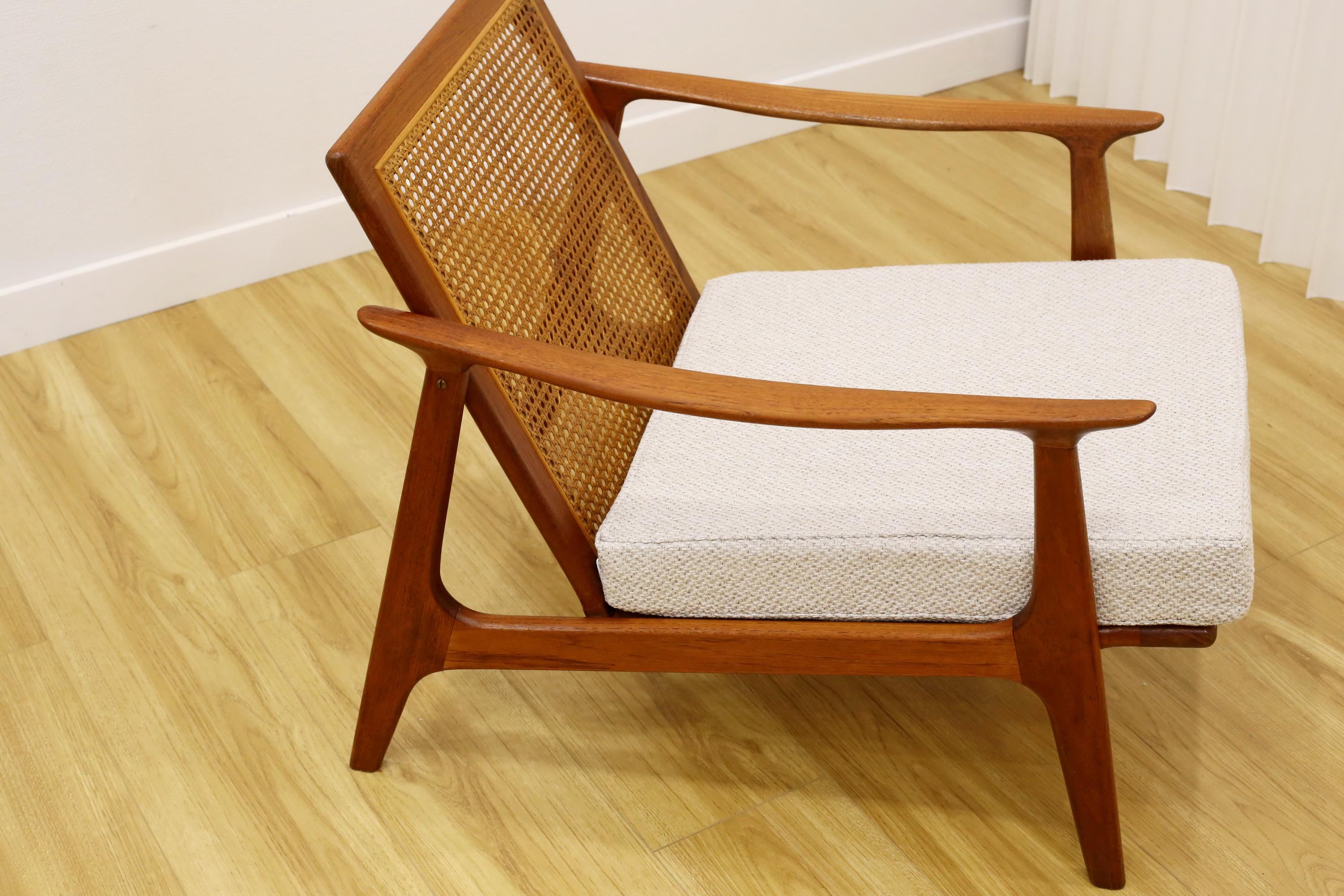 Wood Parker rattan back armchairs For Sale