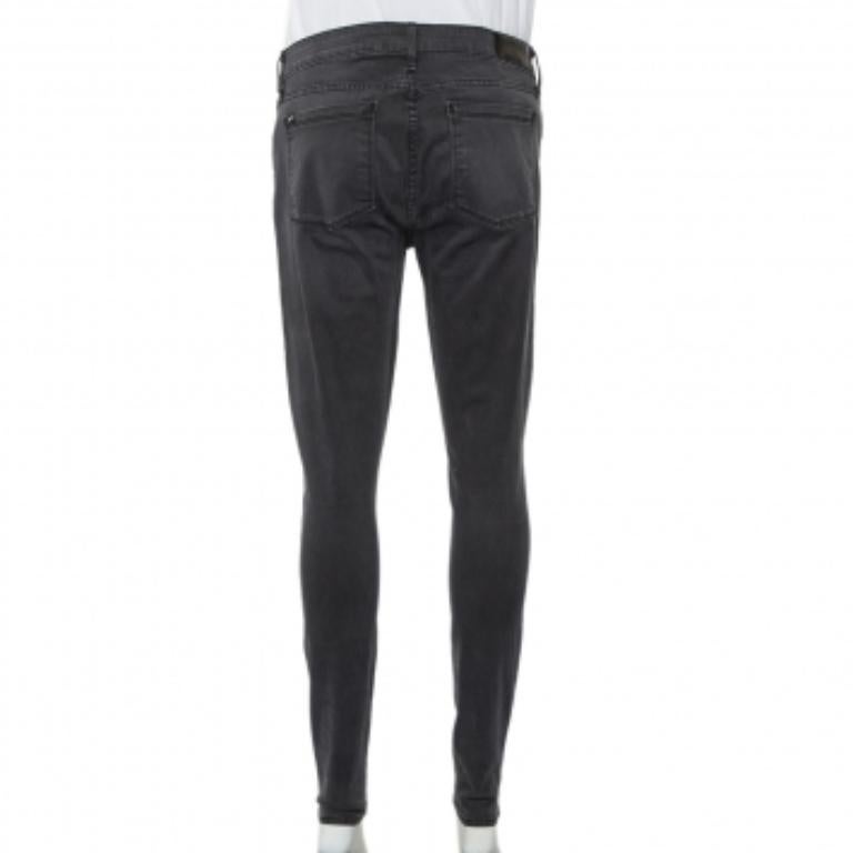 Parker Smith Dark Grey Denim Distressed Skinny Jeans M In Good Condition For Sale In Dubai, Al Qouz 2