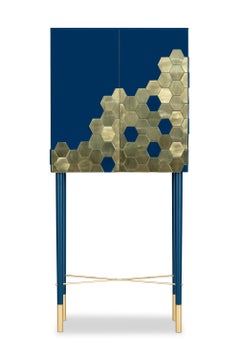 Parkes Bar with Gold Leaf and  Vintage Matte Brass