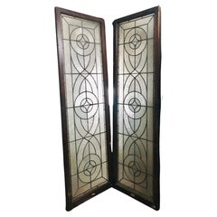 Antique Parlor Doors w/ Leaded Design 24" x 81"