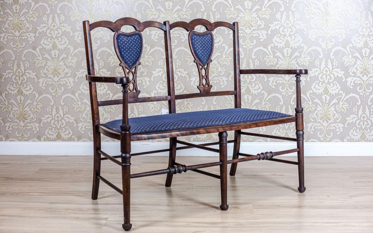 Parlor Set from the Early 20h Century in Blue Upholstery In Good Condition For Sale In Opole, PL