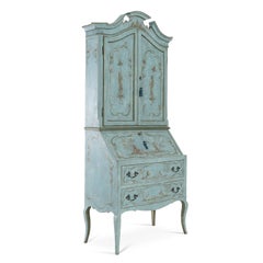 Parma Blue Doge Secretary with Gold Chinoiserie Dresser
