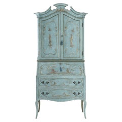 Parma Blue Doge Secretary with Gold Chinoiserie Dresser