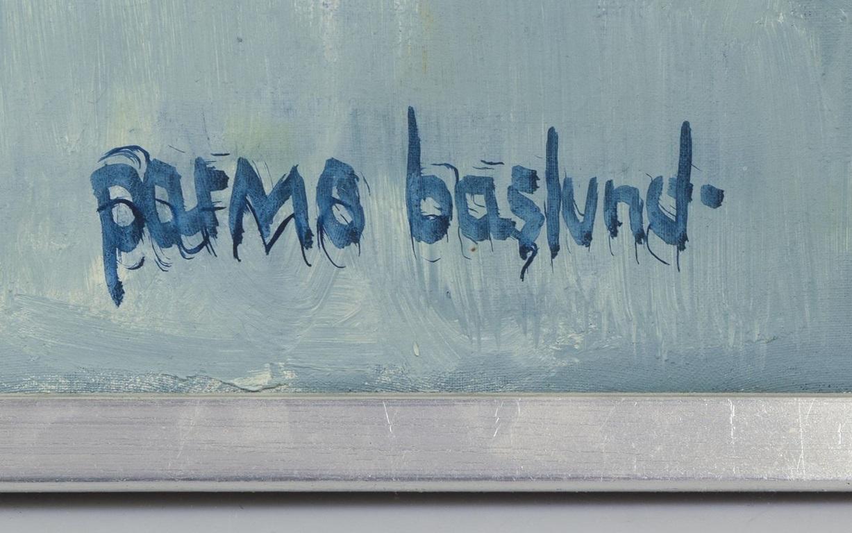 Parmo Baslund, eingetragener dänischer Künstler. Öl auf Leinwand. Abstrakte Landschaft (Mitte des 20. Jahrhunderts) im Angebot
