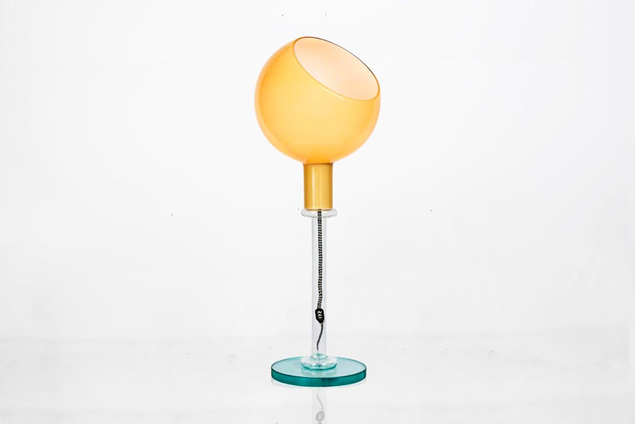 Late 20th Century Parola Lamp by Gae Aulenti, Italian Beveled crystal and blown glass table Lamp 