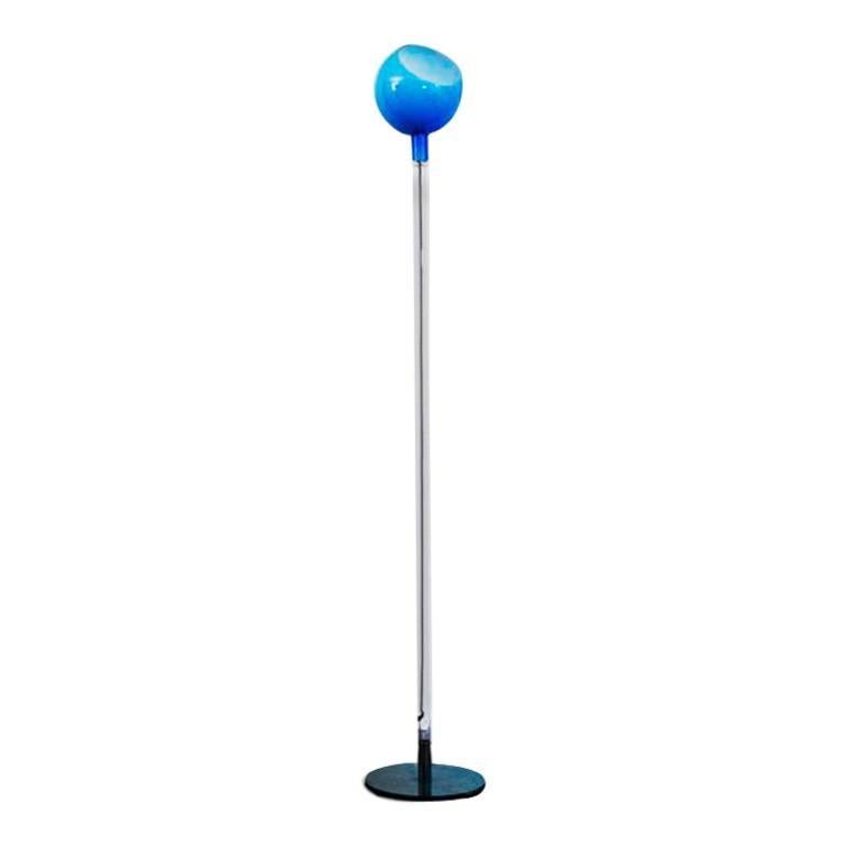 Crystal Parolona Italian Blown Glass Blue Floor Lamp by Gae Aulenti Beveled crystal 1975