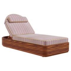 Paros Outdoor Sunbed in Iroko Wood with Ribbed Base and Arched Backrest