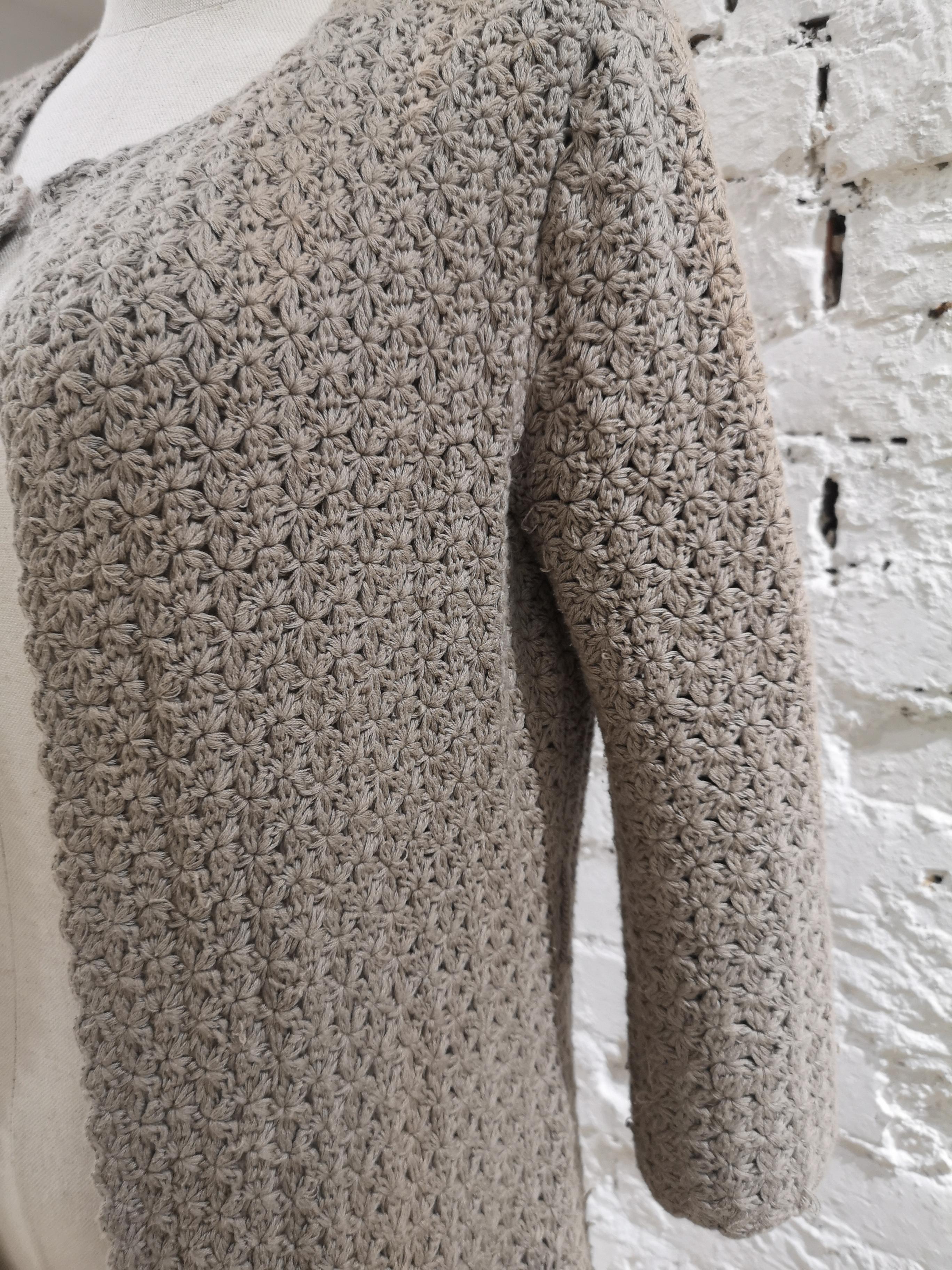 Beigefarbener langer Strickmantel / Pullover aus Baumwolle von P.A.R.O.S.H  im Angebot 7