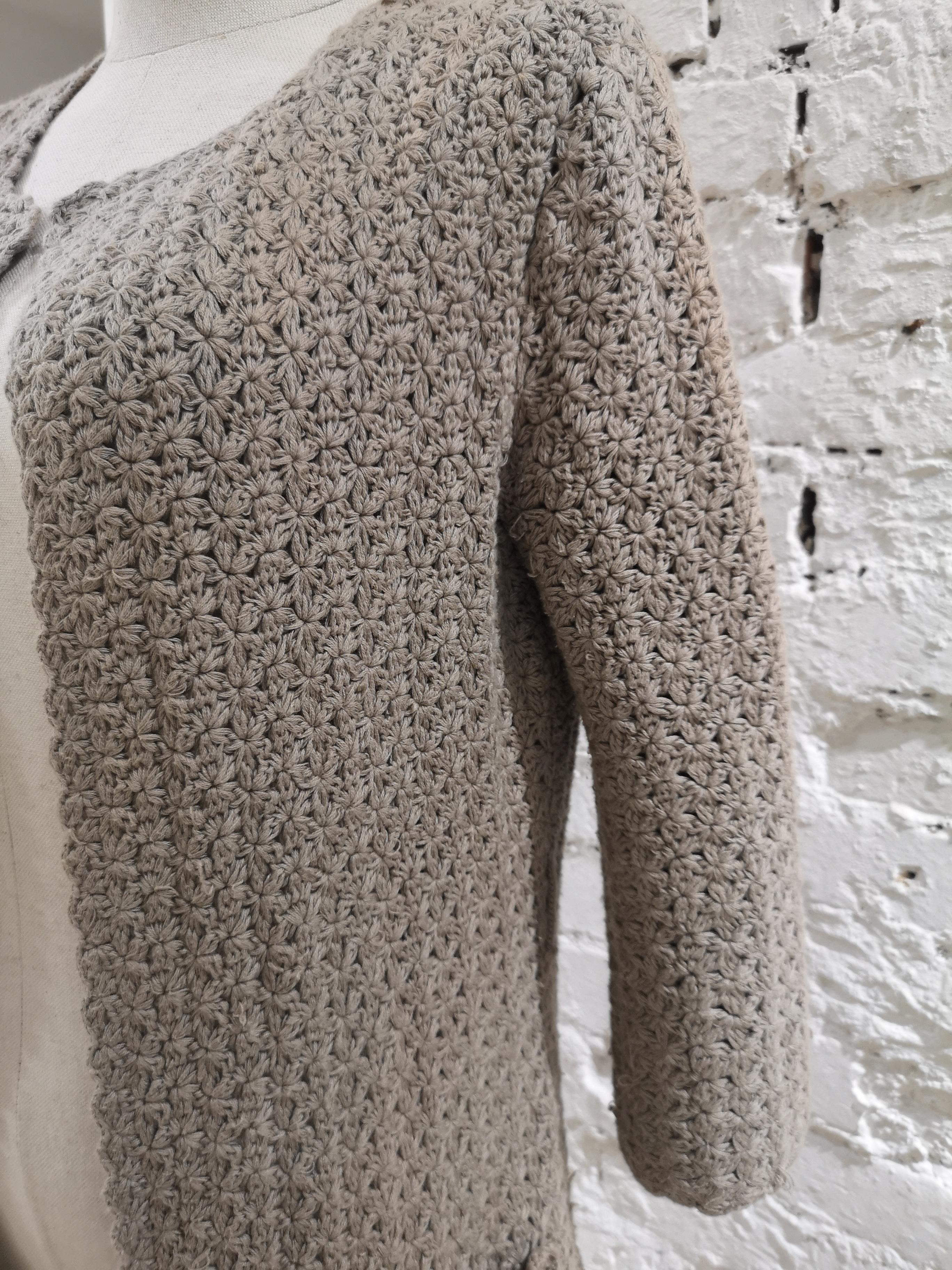 Beigefarbener langer Strickmantel / Pullover aus Baumwolle von P.A.R.O.S.H  im Angebot 8