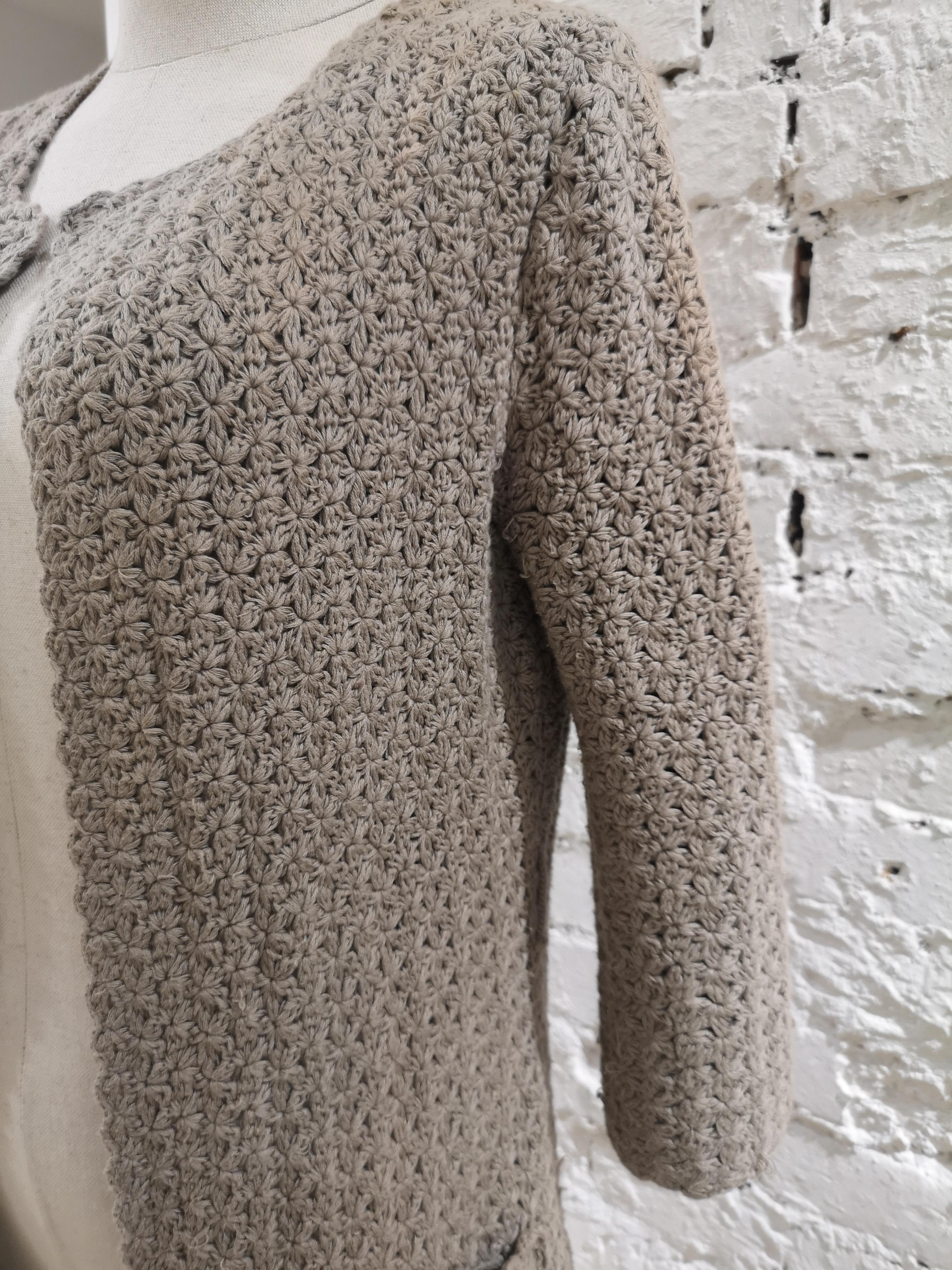 Beigefarbener langer Strickmantel / Pullover aus Baumwolle von P.A.R.O.S.H  im Angebot 9
