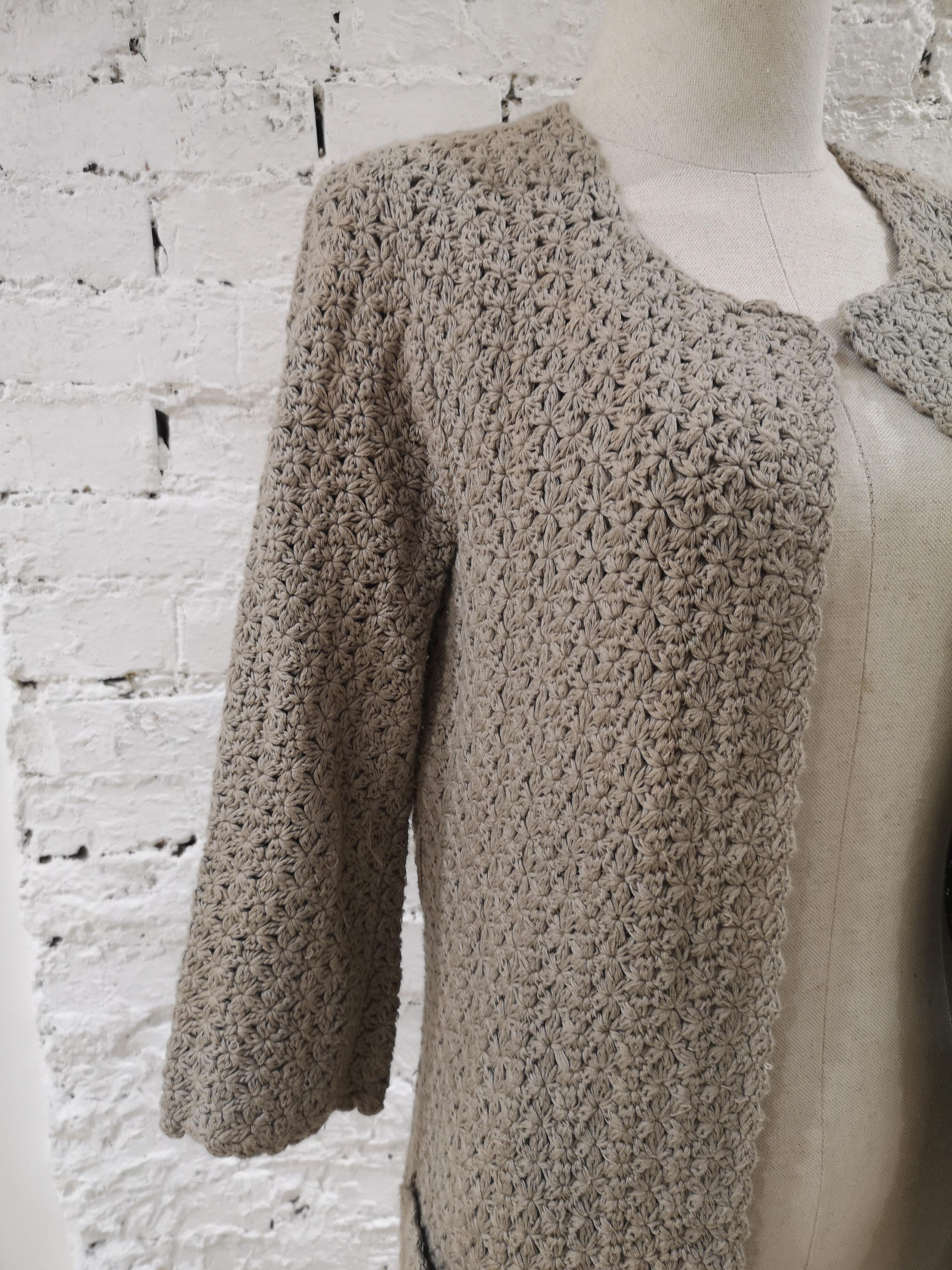Beigefarbener langer Strickmantel / Pullover aus Baumwolle von P.A.R.O.S.H  im Angebot 10