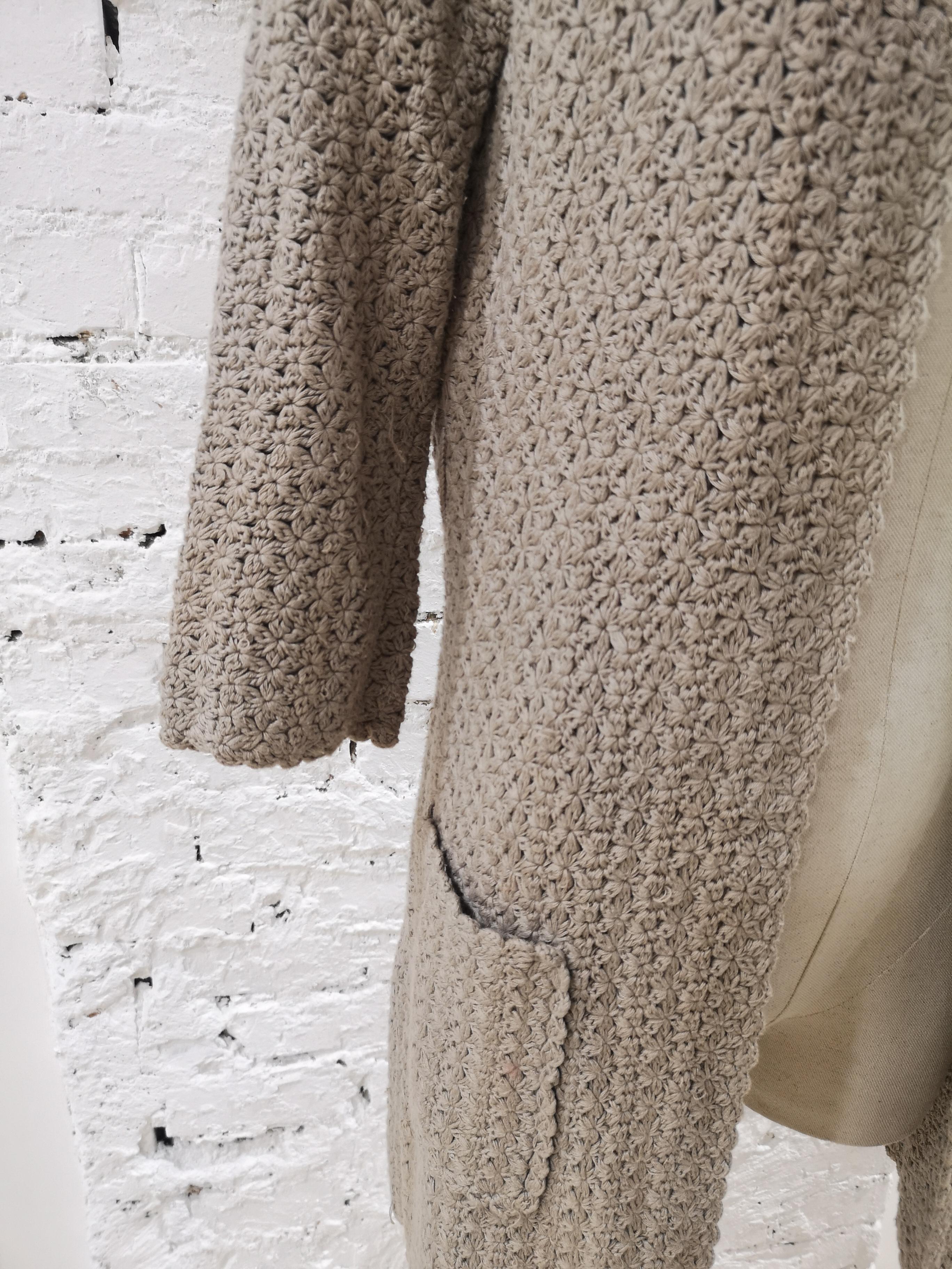Beigefarbener langer Strickmantel / Pullover aus Baumwolle von P.A.R.O.S.H  im Zustand „Gut“ im Angebot in Capri, IT