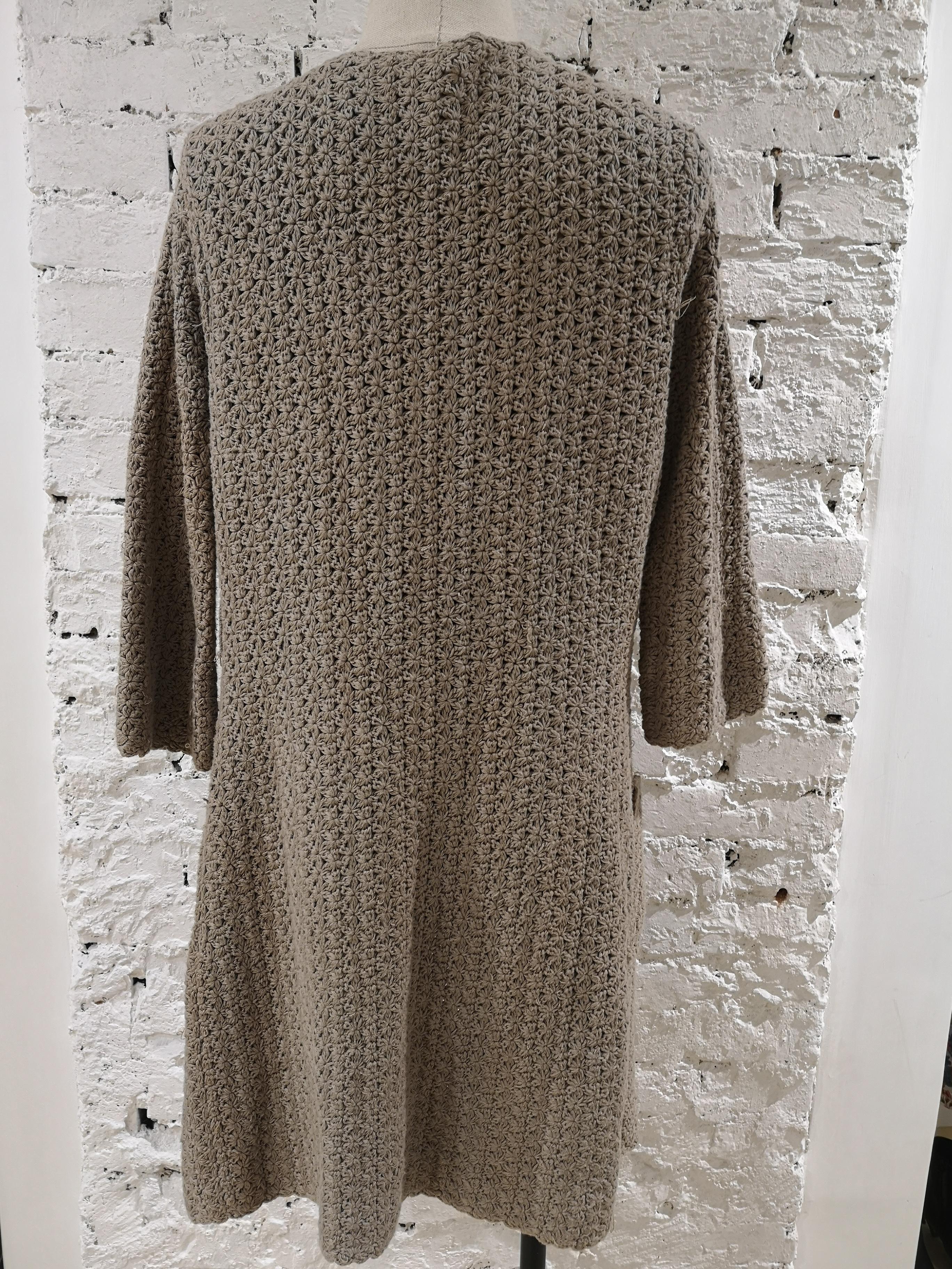 Women's P.A.R.O.S.H beige knit cotton long coat / sweater  For Sale