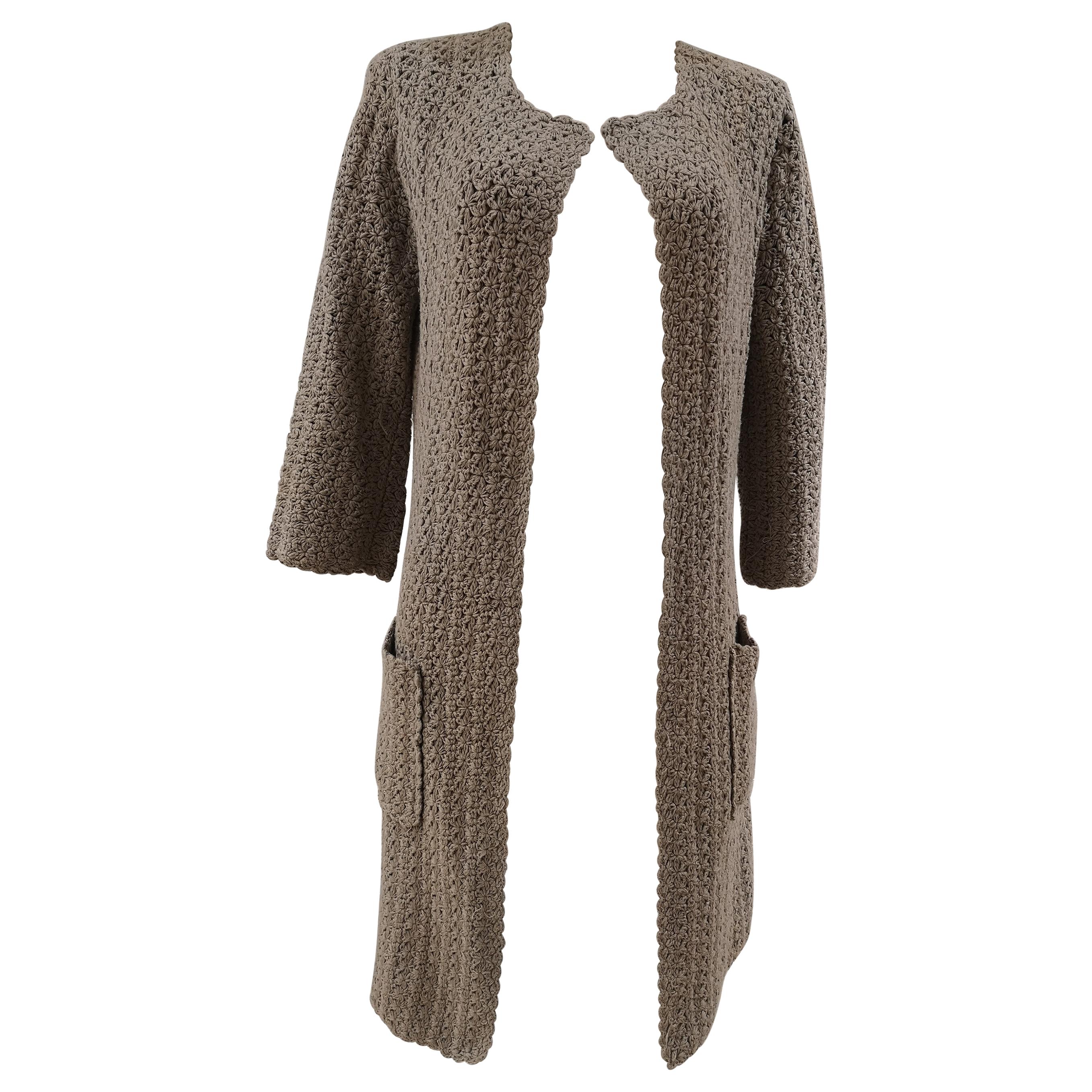 P.A.R.O.S.H beige knit cotton long coat / sweater 
