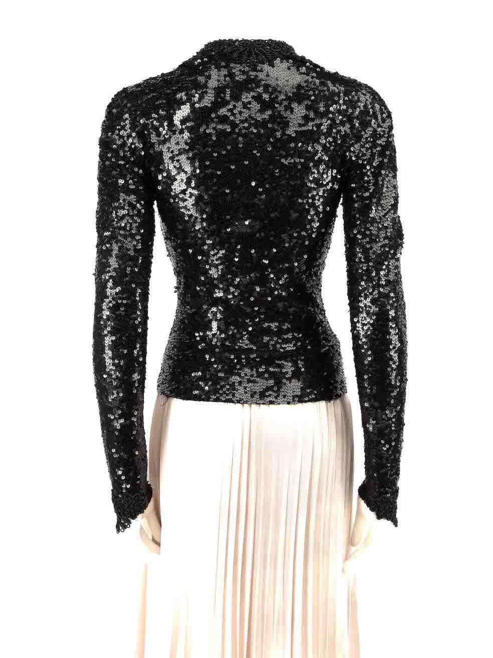 PAROSH Black Beaded Sequinned Jacket Size XS In Good Condition For Sale In London, GB