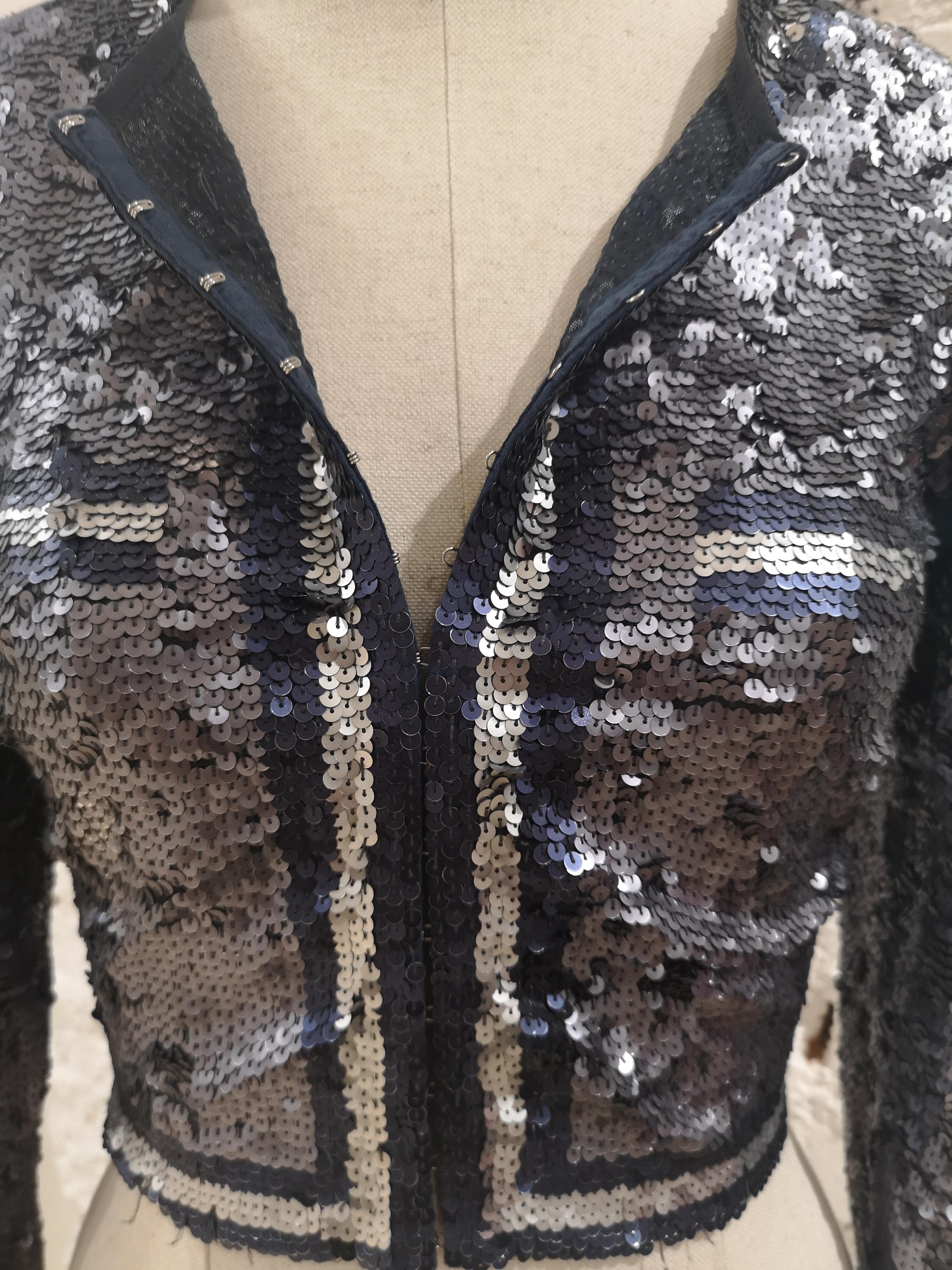 Parosh blue silver sequins jacket For Sale 12
