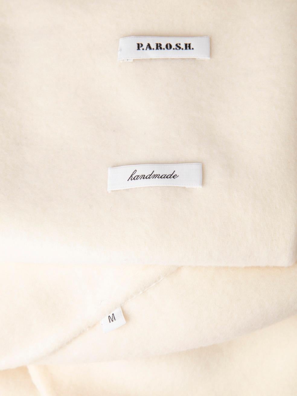  PAROSH Jupe portefeuille crème avec pompons, taille M Pour femmes 