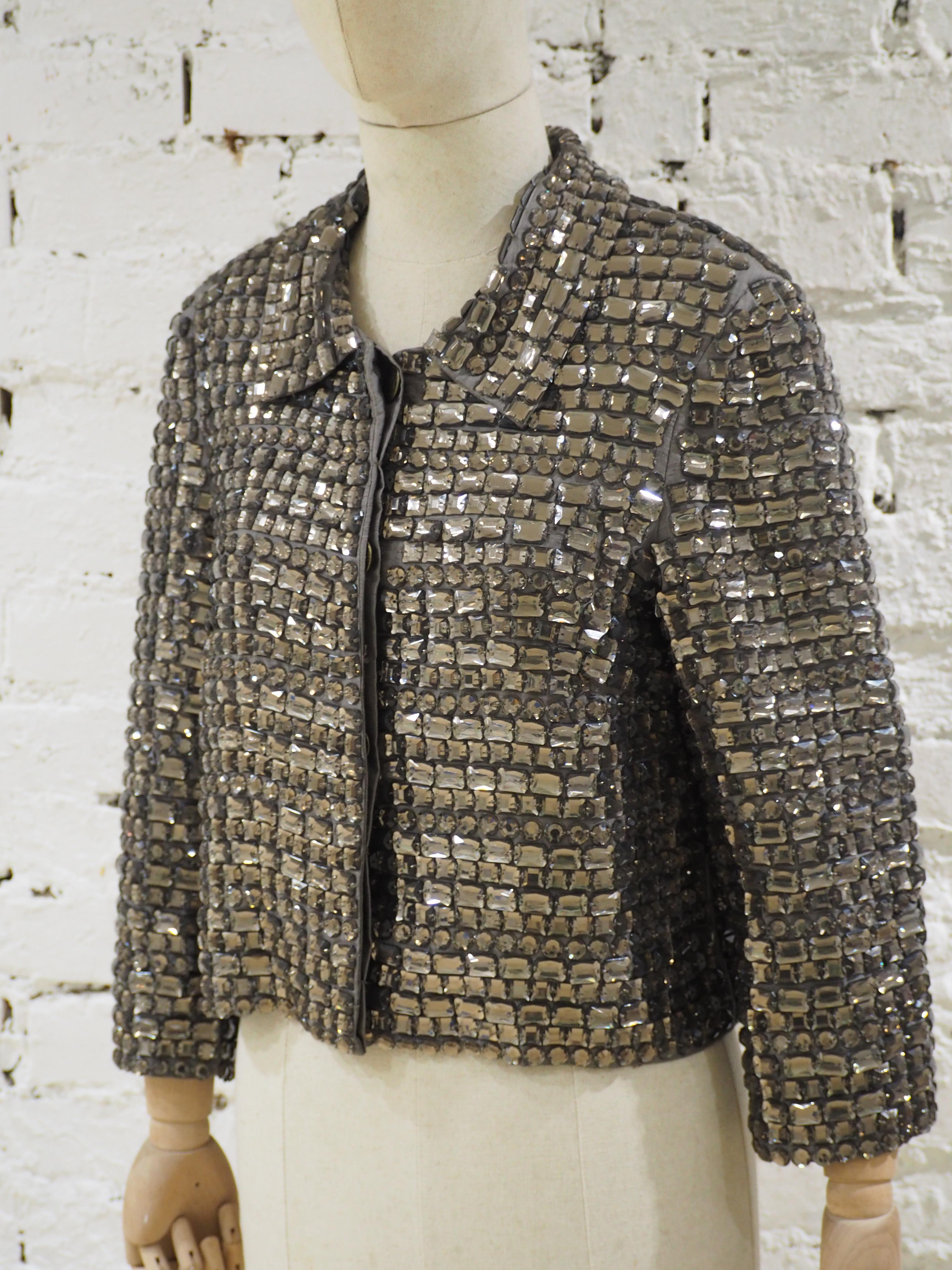 Women's P.a.r.o.s.h grey silver silk studs jacket For Sale