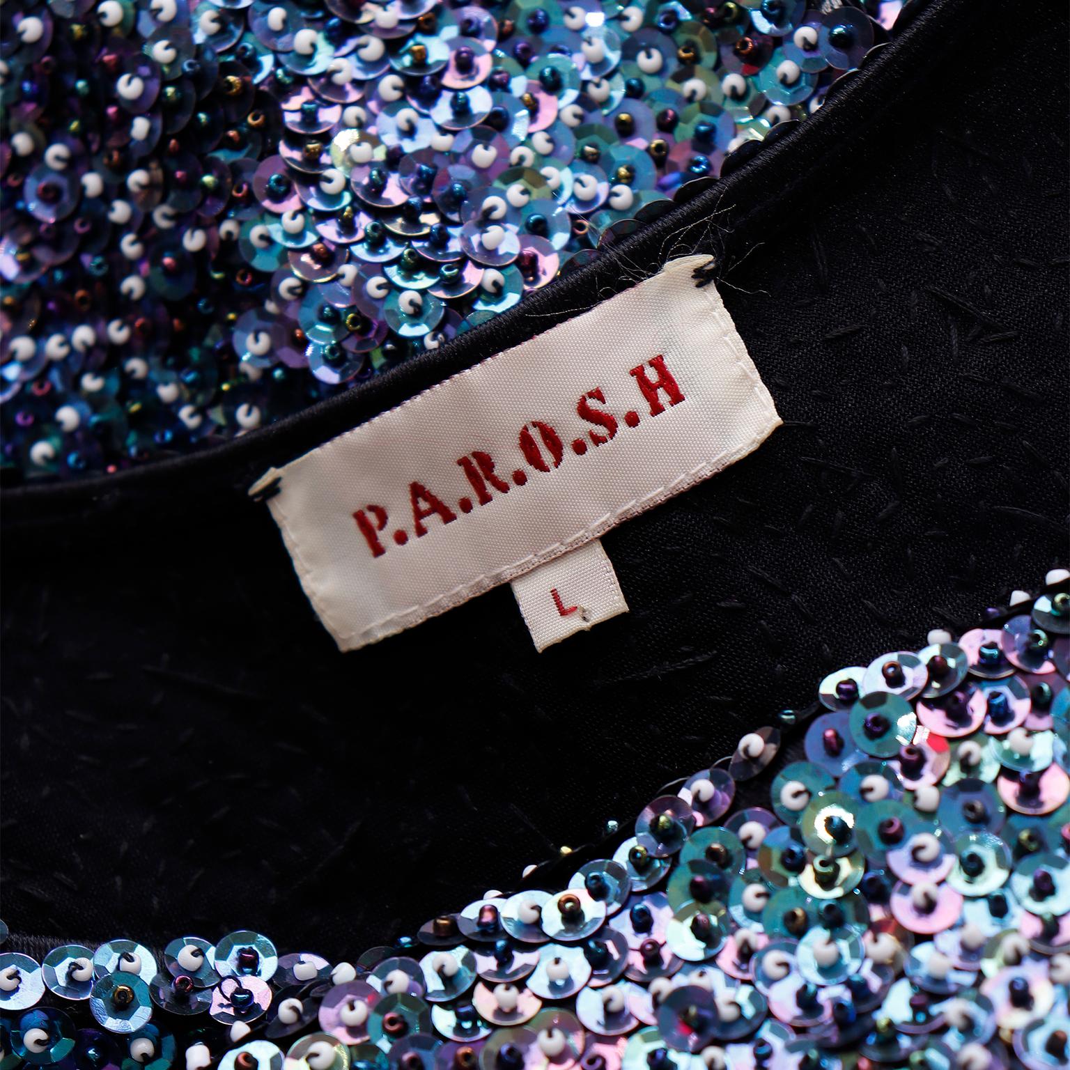 P.A.R.O.S.H. Iridescent Blue & Purple Fully Beaded Evening Dress 2