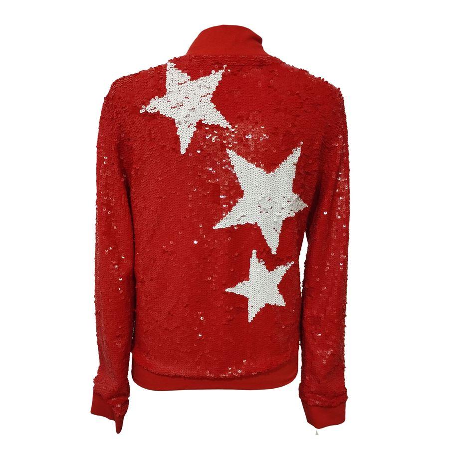 Nylon (80%) and elasthane Red color White stars Central zip Length shoulder/hem cm 54 (21,2 inches)