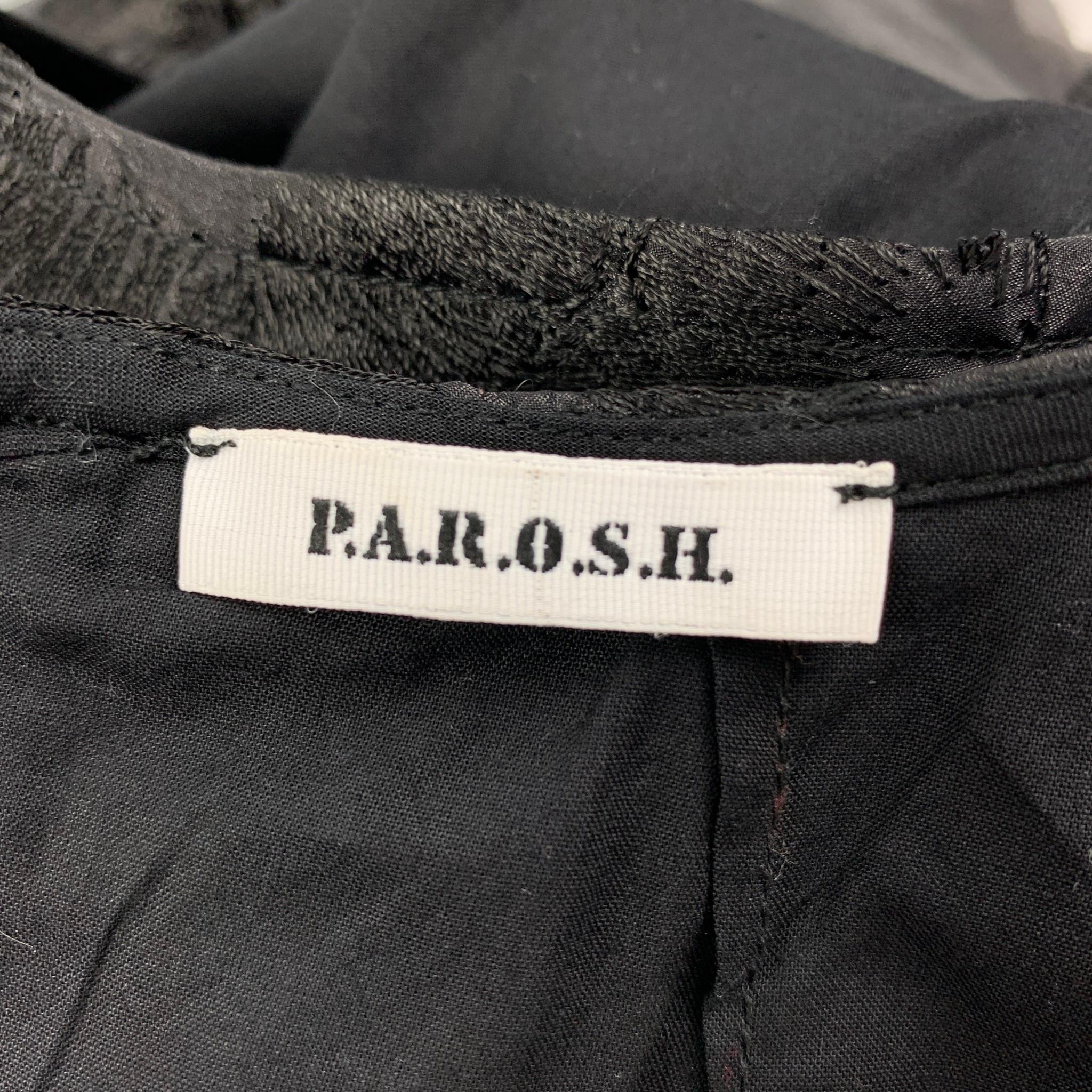 P.A.R.O.S.H. Size L Black Polyester Applique Sleeveless Dress 1