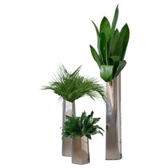 Parova Vases, Set of 3, Polished Stainless Steel, by Zieta