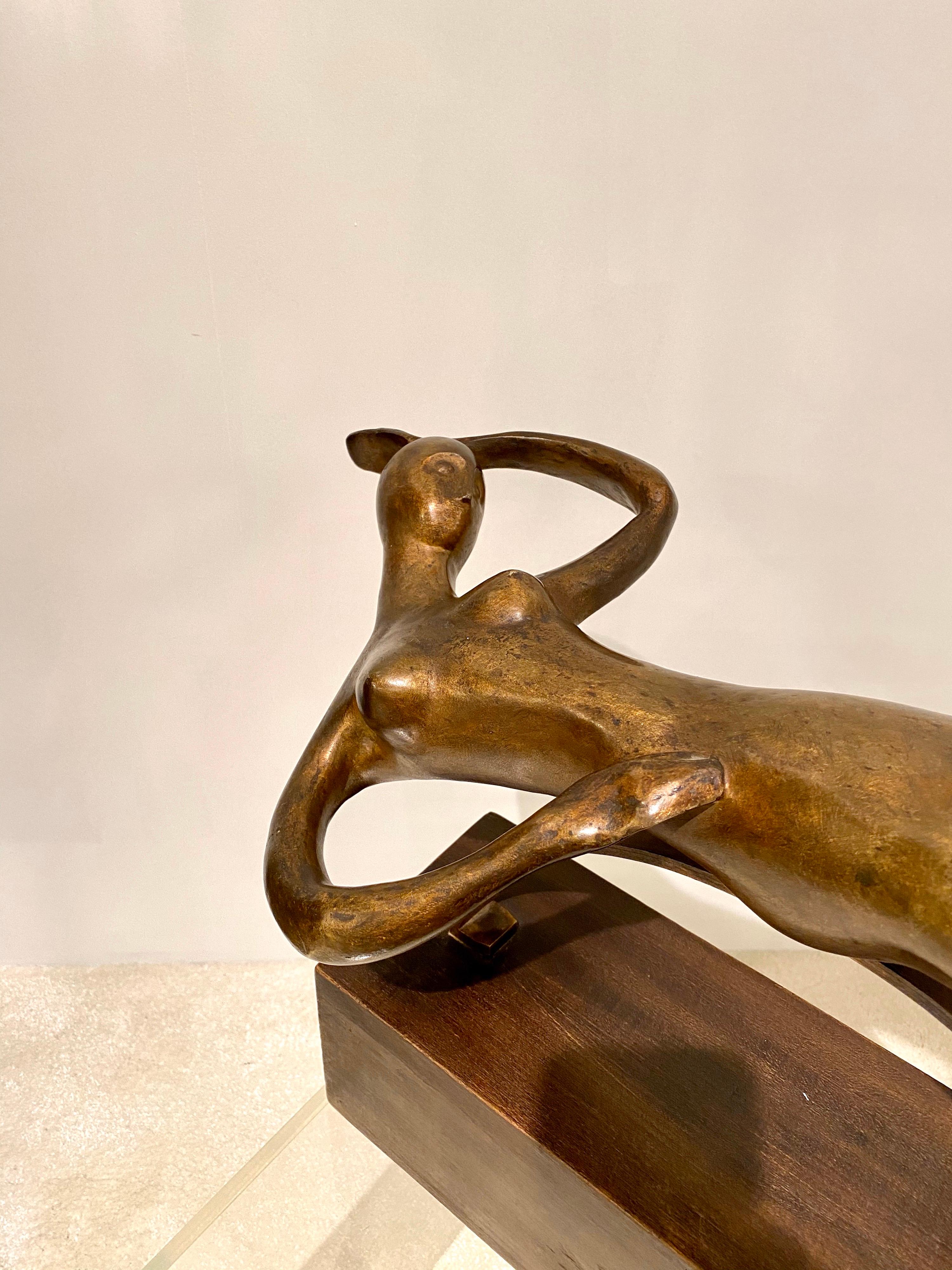Mid-20th Century Parpan Woman Lying Sculpture, 1953 For Sale