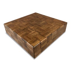 Parquet Floating Square Cocktail/Coffee Table with a Plinth Base Mid Century