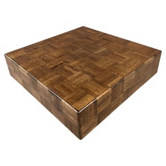 Parquet Floating Square Cocktail/Coffee Table with a Plinth Base Mid Century