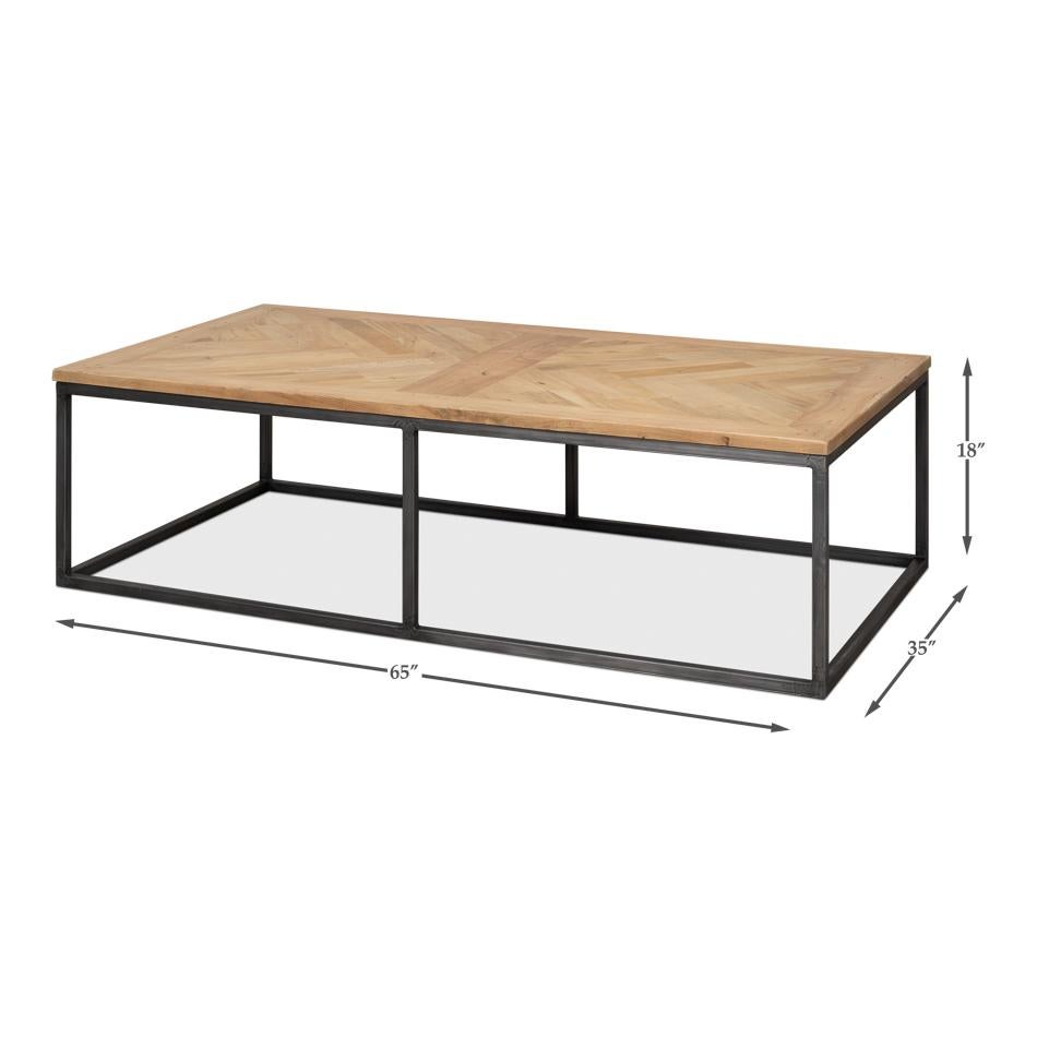 Parquet Industrial Coffee Table For Sale 4