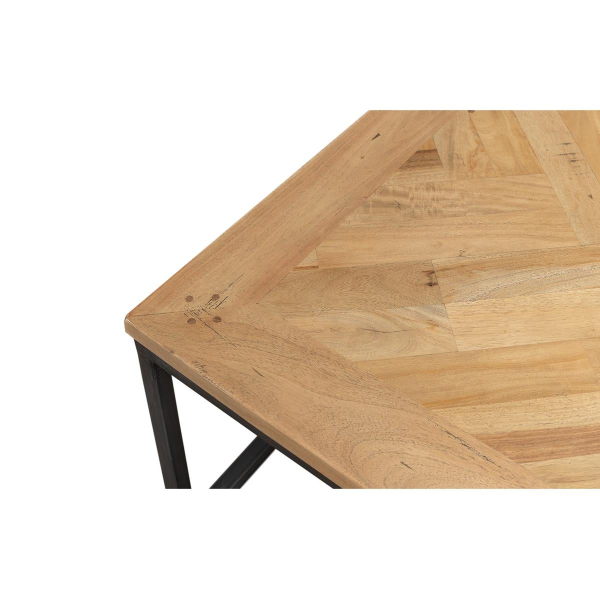 Parquet Industrial Coffee Table For Sale 3