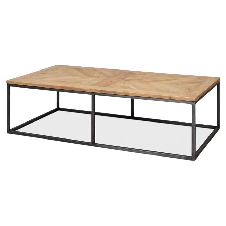 Parquet Industrial Coffee Table For Sale