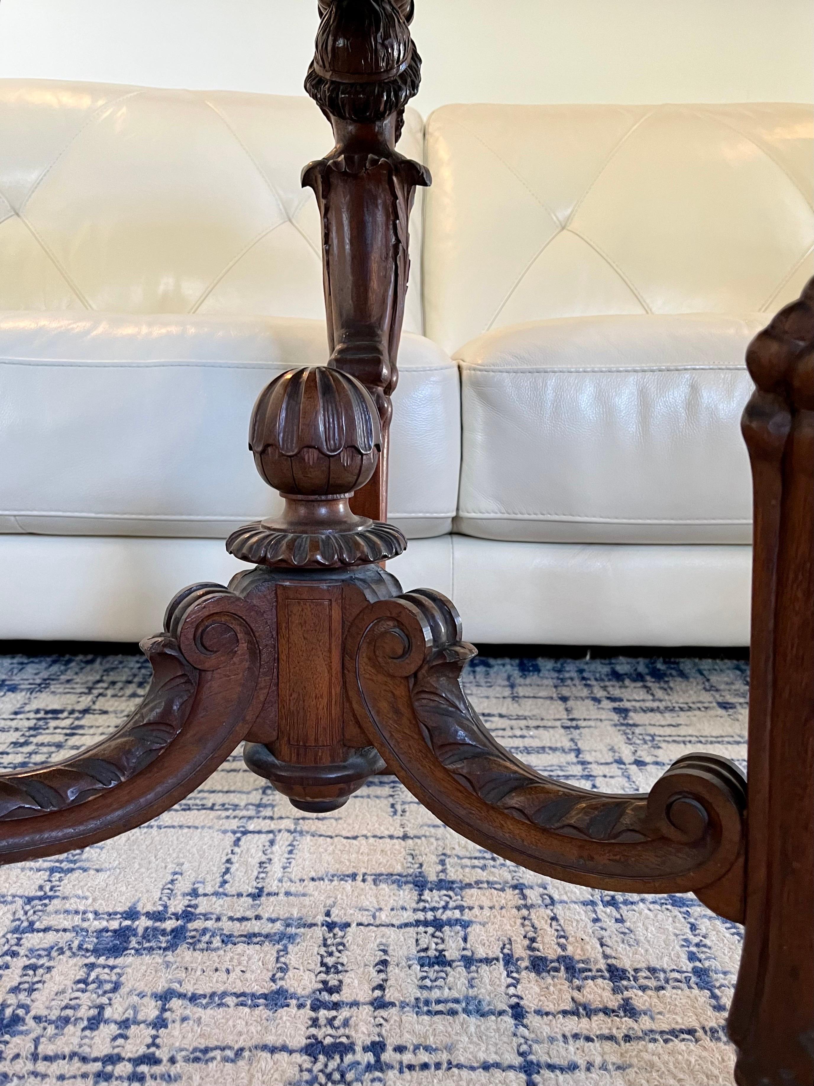 Parquet Center Hall Table Neoclassical Elements In Good Condition For Sale In W Allenhurst, NJ