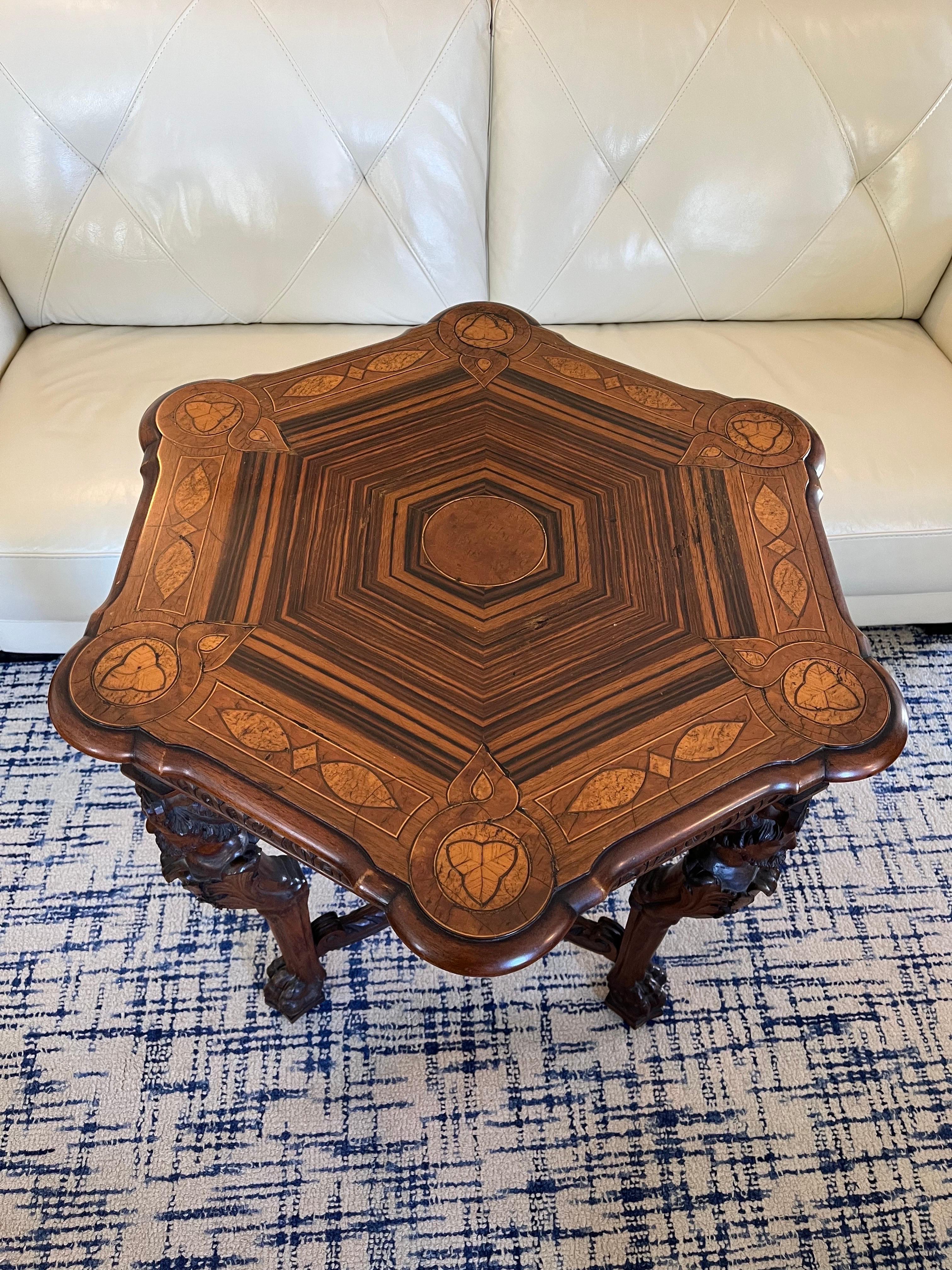 20th Century Parquet Center Hall Table Neoclassical Elements For Sale