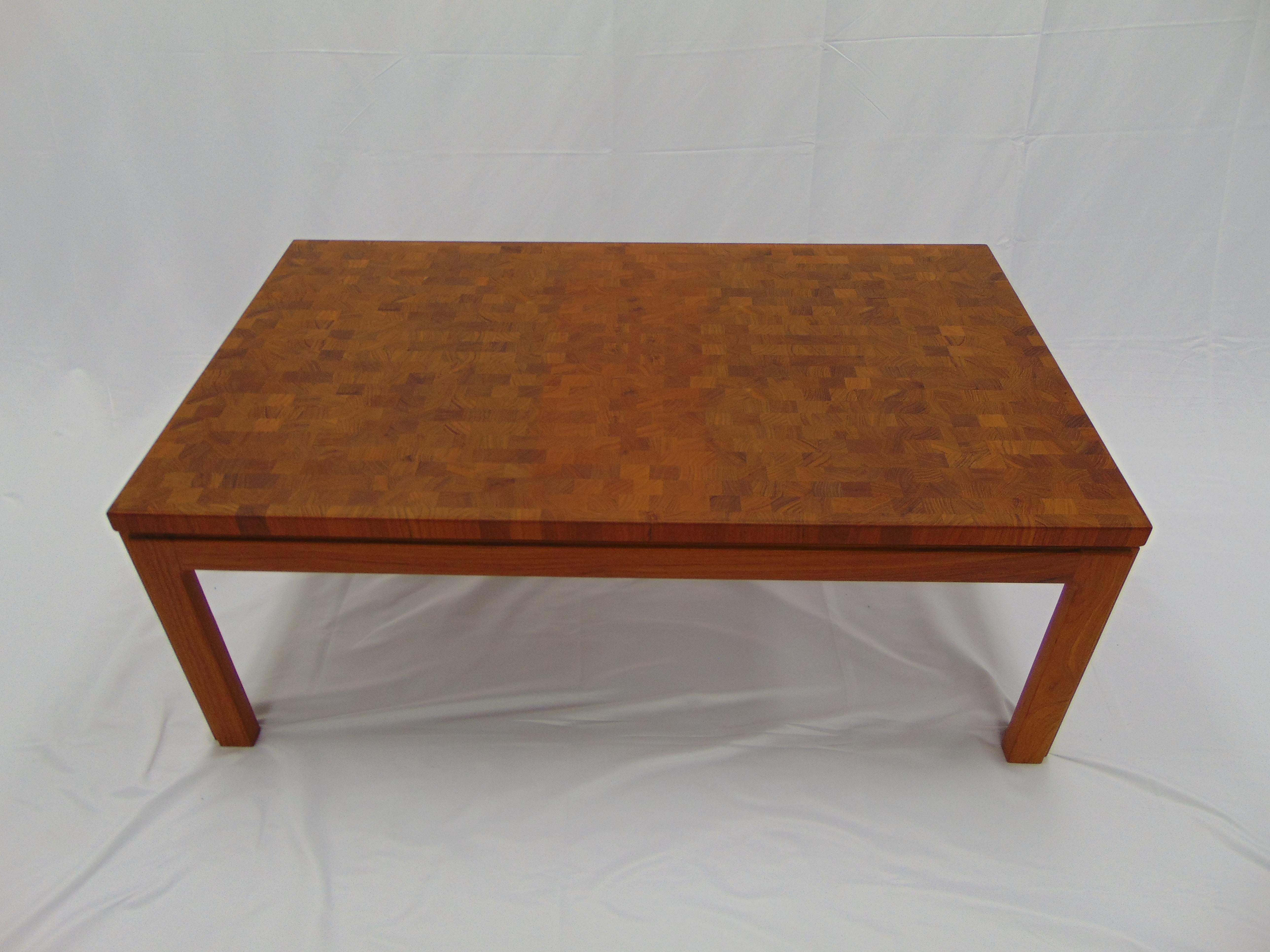 Parquet Vintage Midcentury Teak Coffee Table by Tarm Stole In Good Condition For Sale In Tulsa, OK