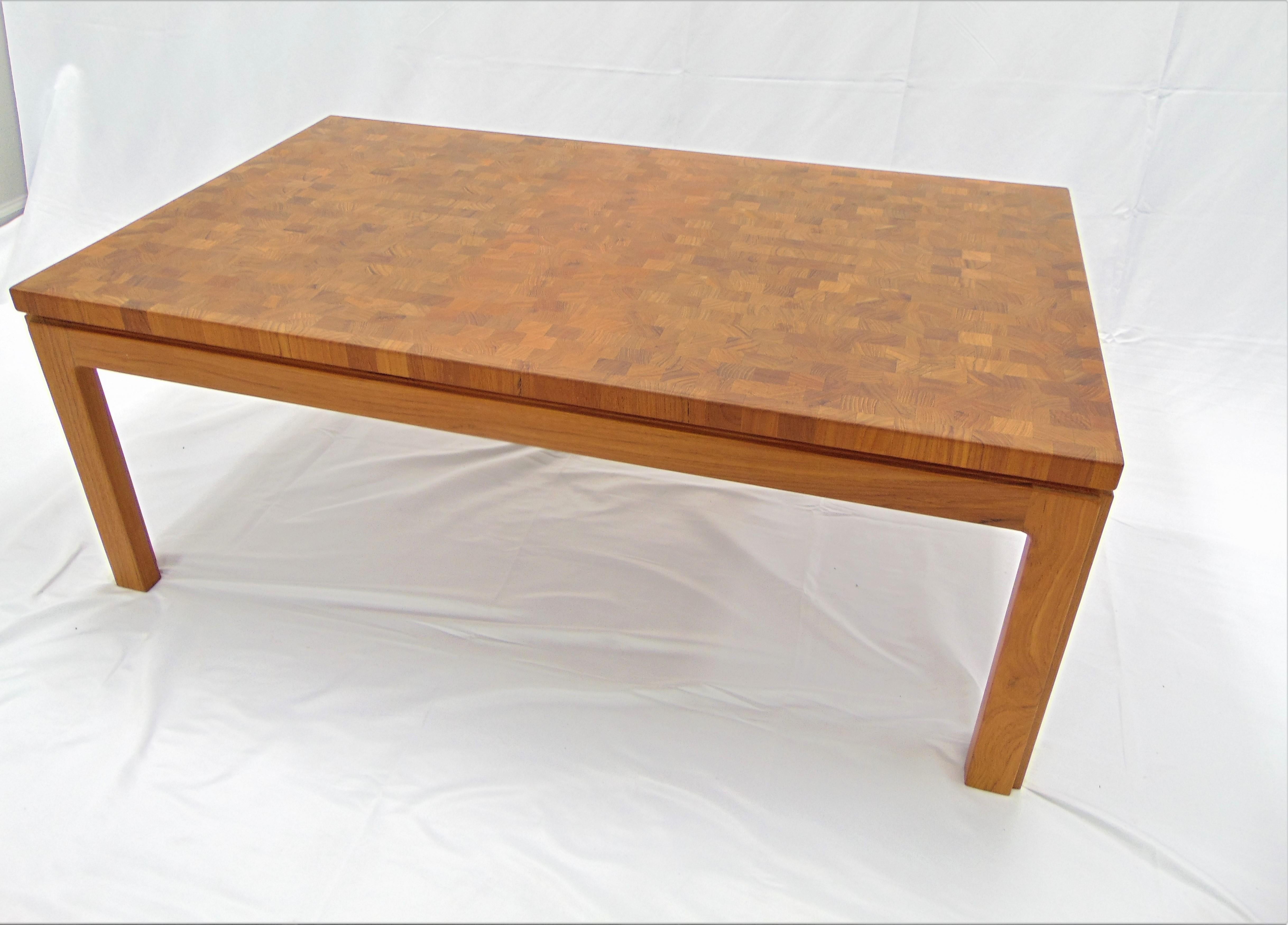 Parquet Vintage Midcentury Teak Coffee Table by Tarm Stole For Sale 1