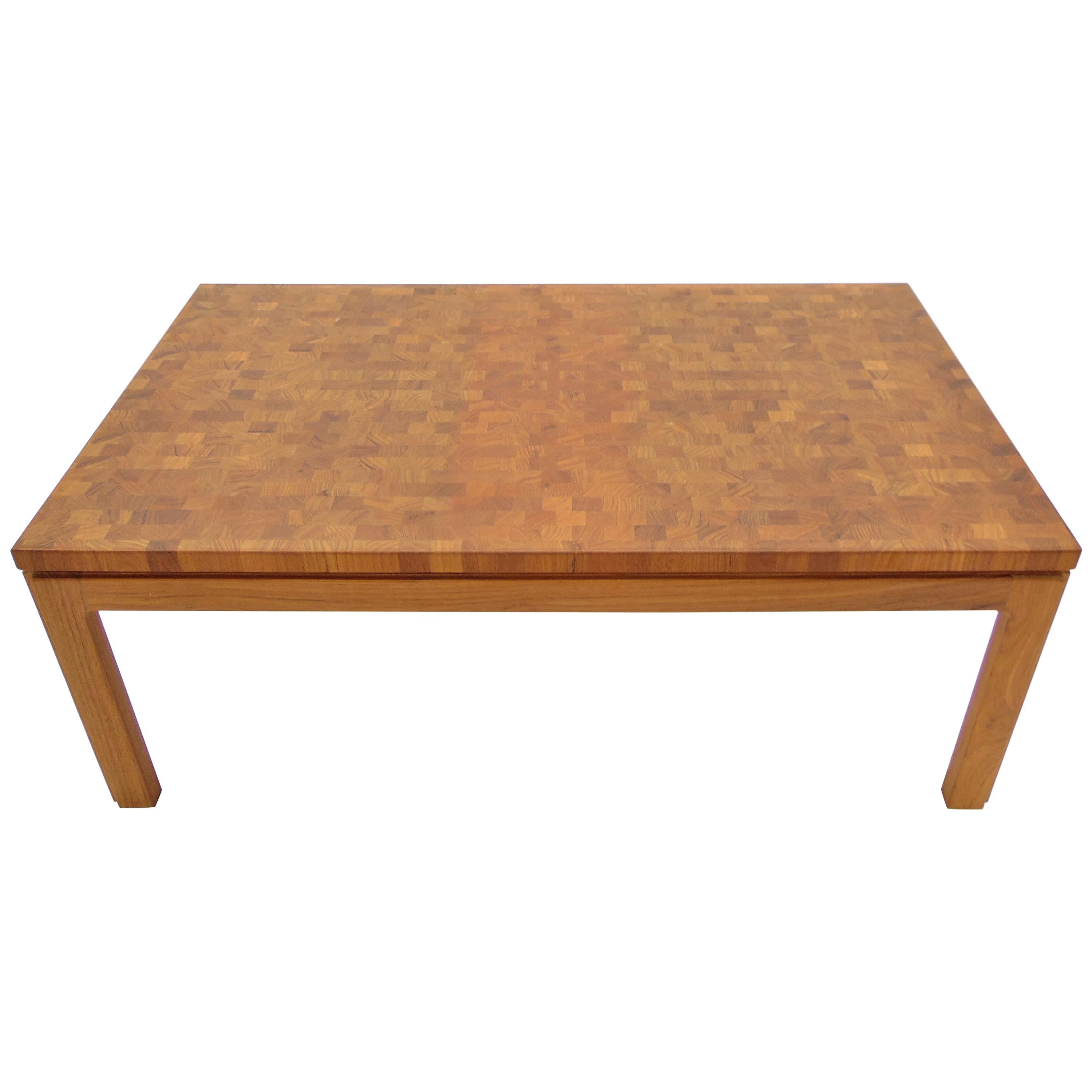 Parquet Vintage Midcentury Teak Coffee Table by Tarm Stole For Sale