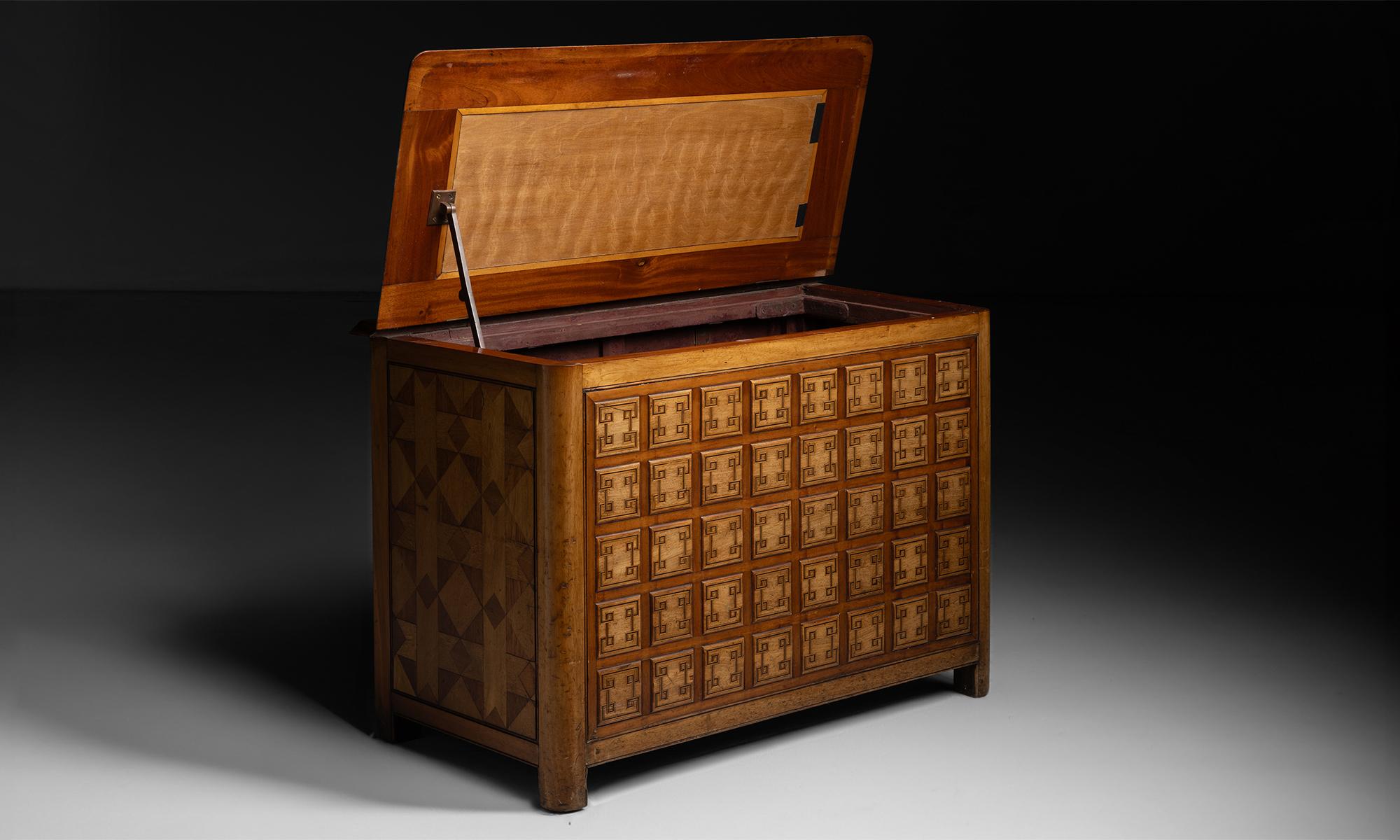 French Parquetry Chest, France circa 1890 For Sale
